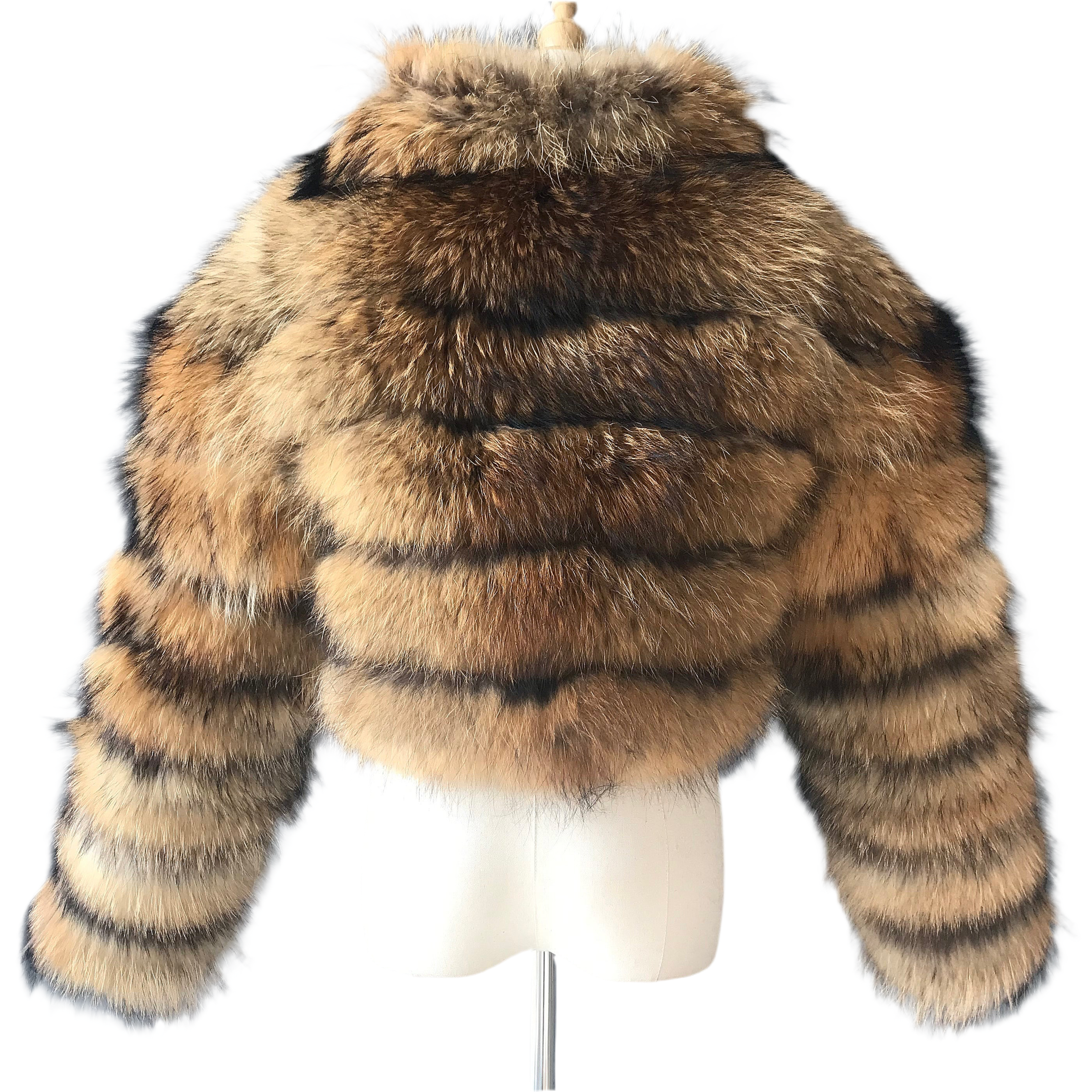 KARRIS CROP-ZIP RACCOON FUR COAT