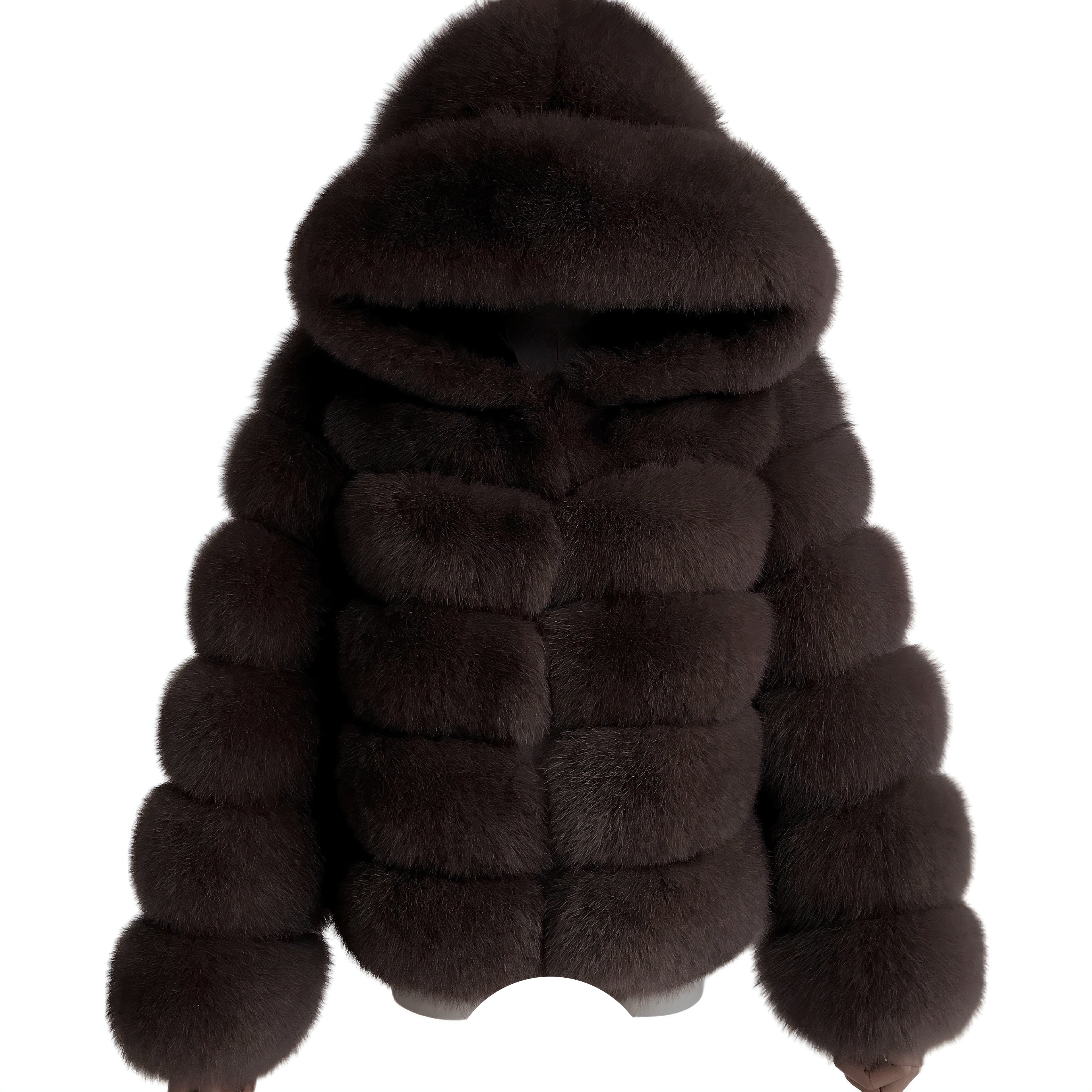 HOODED CHICAGO FOX FUR COAT