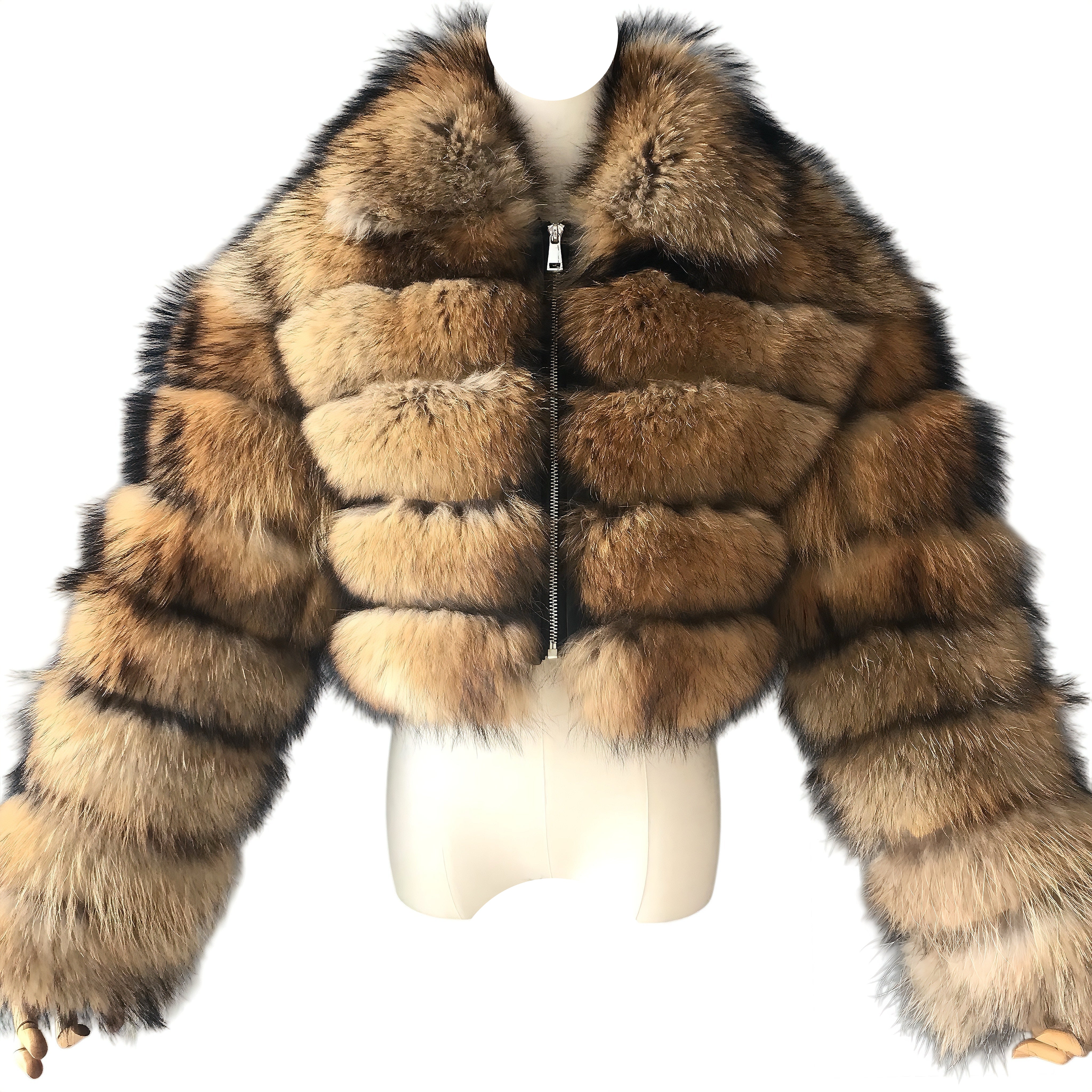 KARRIS CROPPED-ZIP RACCOON FUR COAT