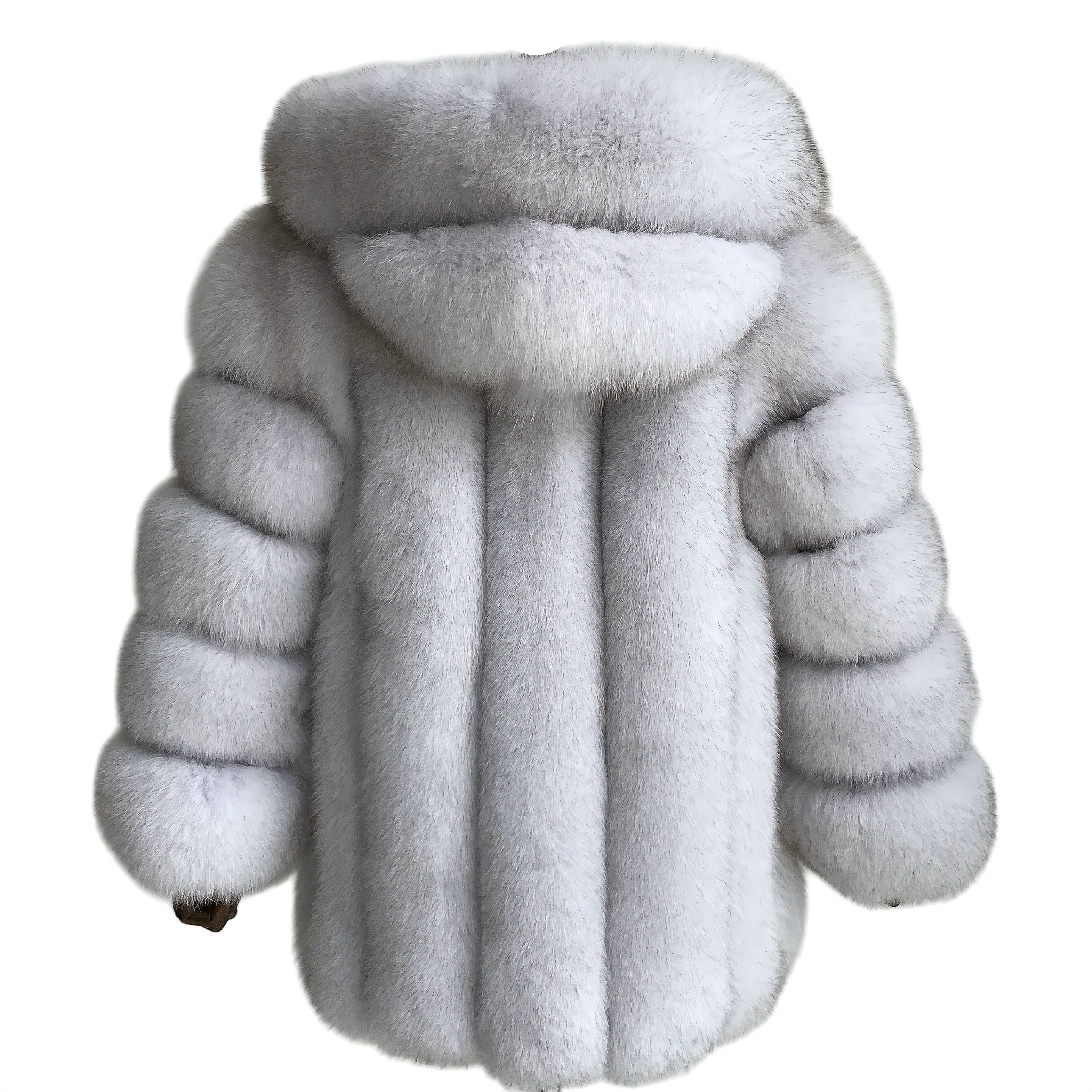 HOODED CLASSIC MID-LONG FUR COAT