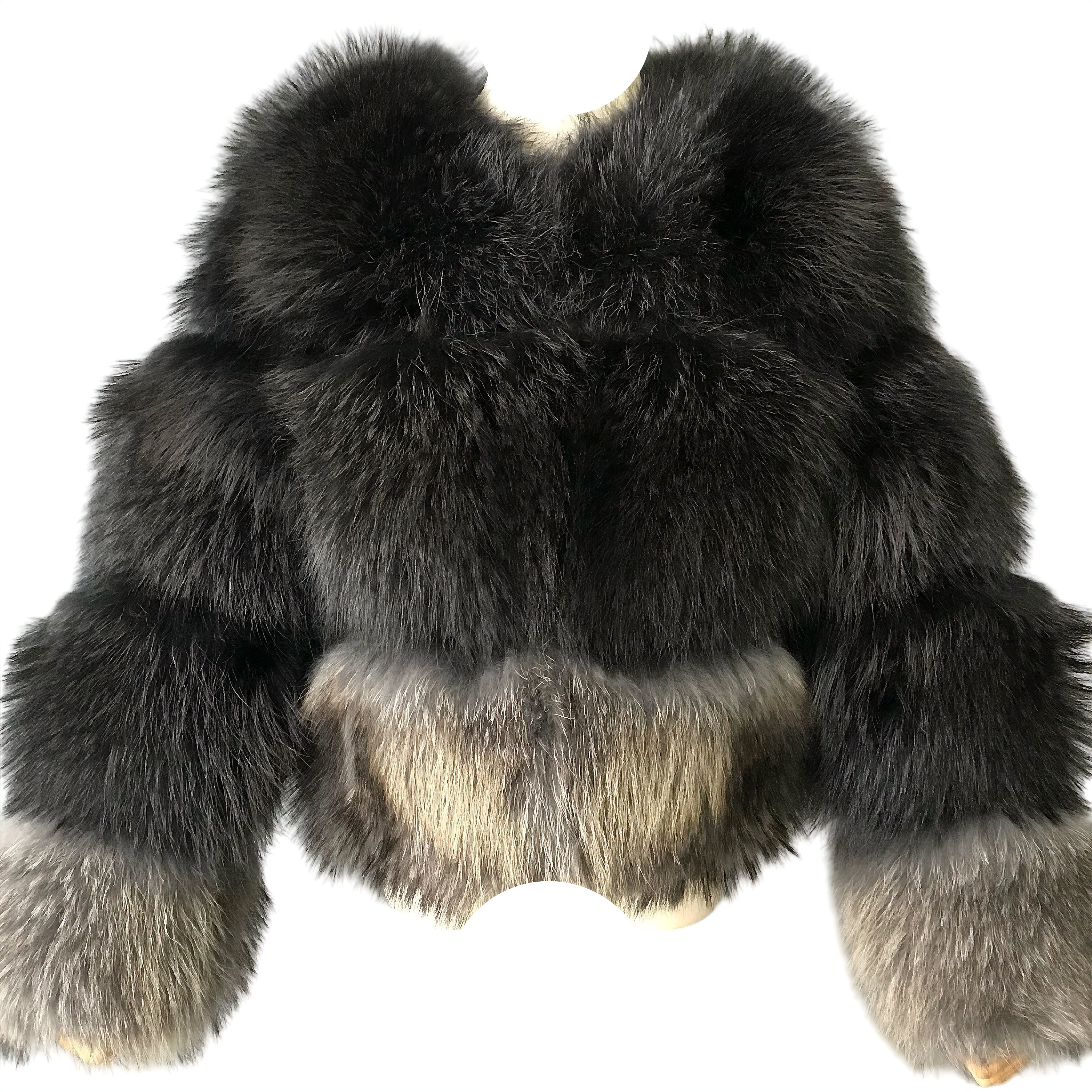 QUEENETTE TWO-TONE RACCOON FUR BOMBER
