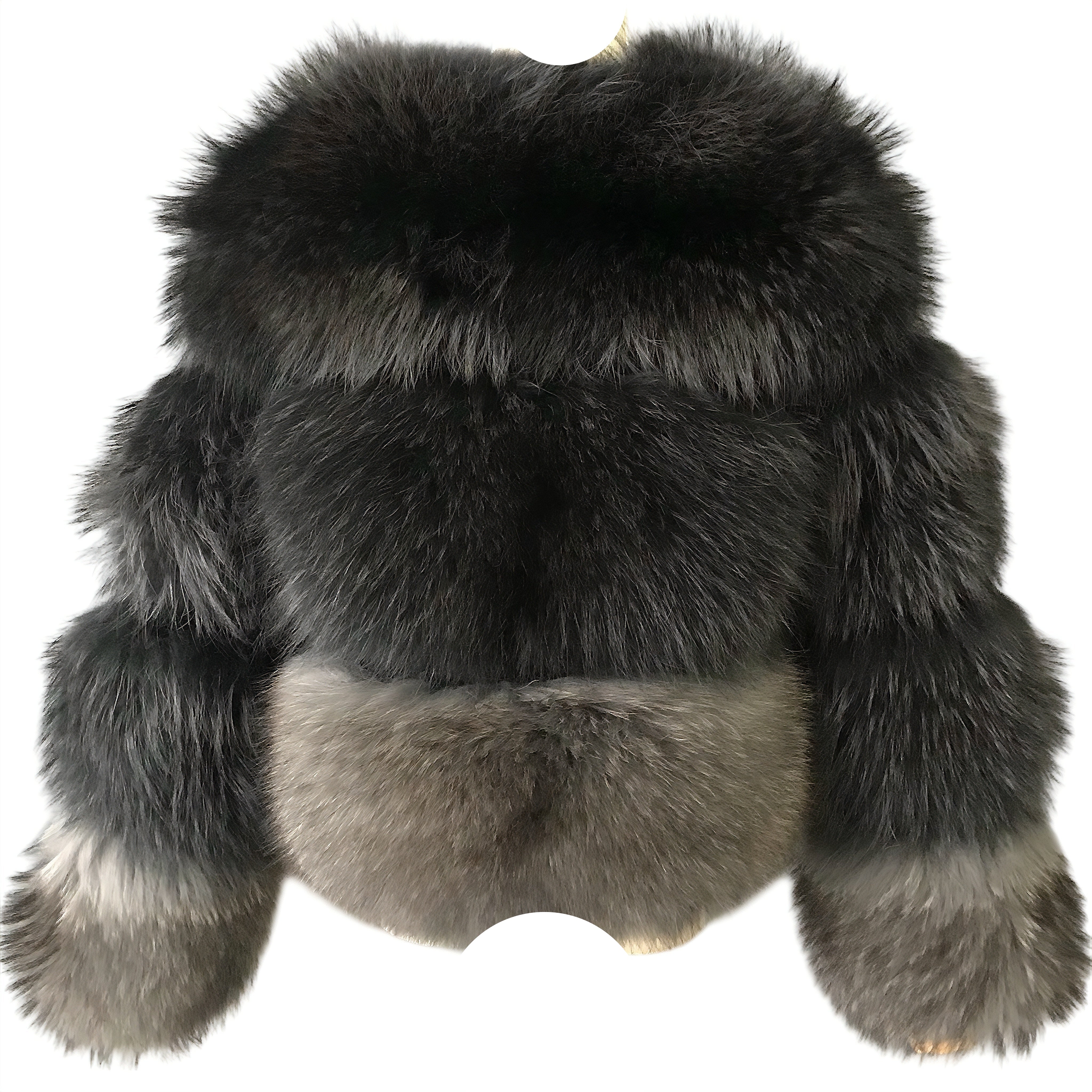 QUEENETTE TWO-TONE RACCOON FUR BOMBER