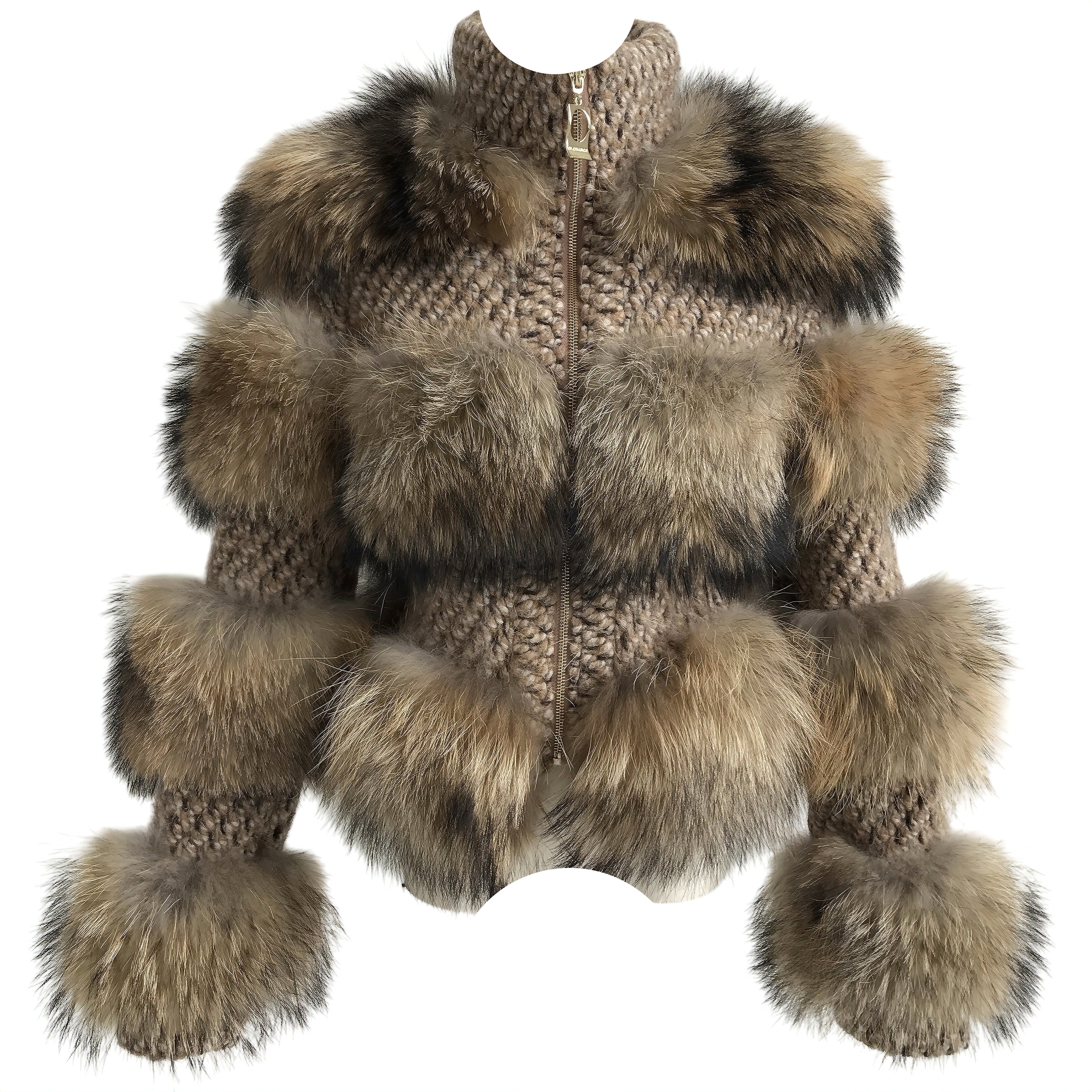 CHUNKY RACCOON KNIT CARDIGAN (WHEAT)