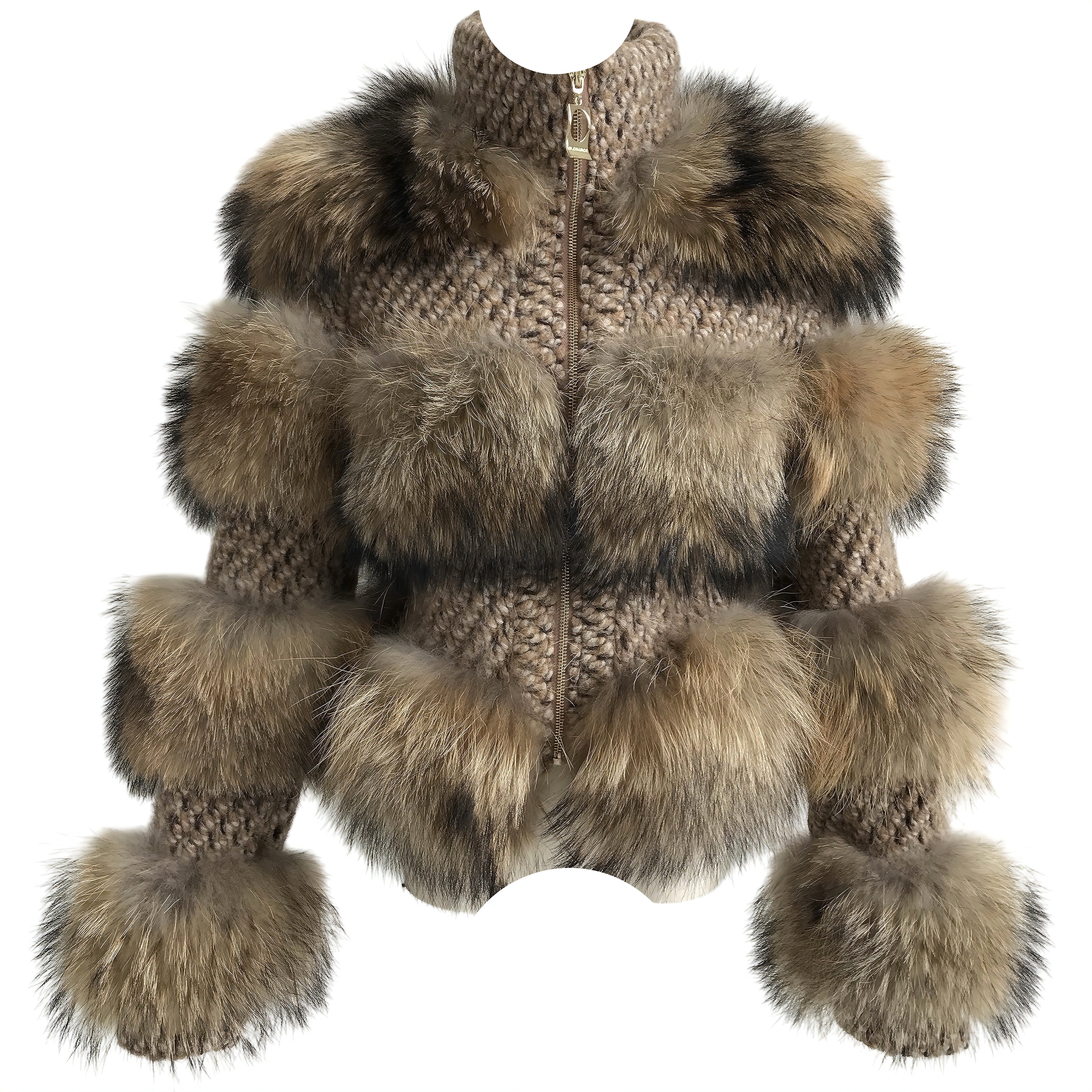 CHUNKY RACCOON KNIT CARDIGAN (WHEAT)