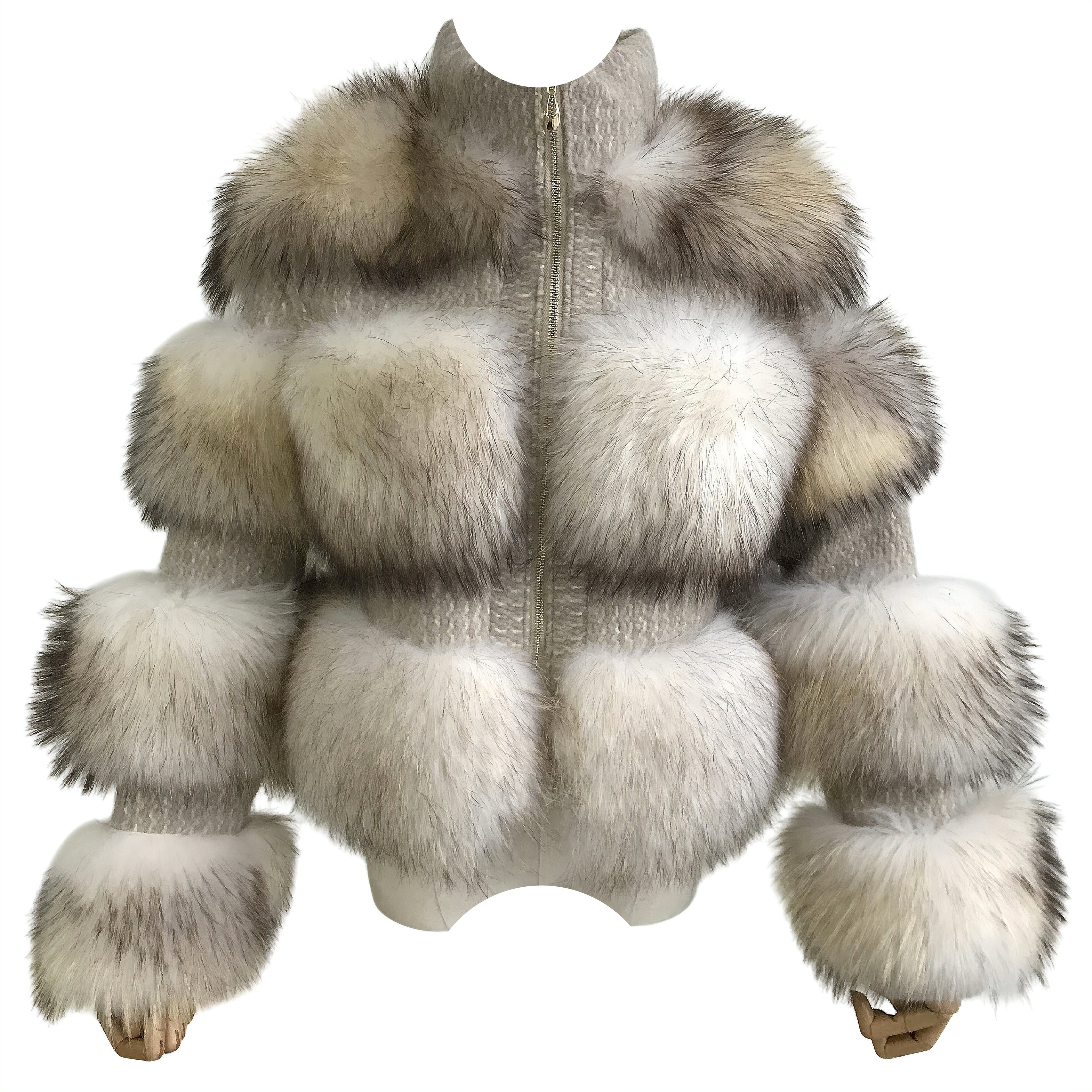 CHUNKY RACCOON KNIT CARDIGAN (CREAM)