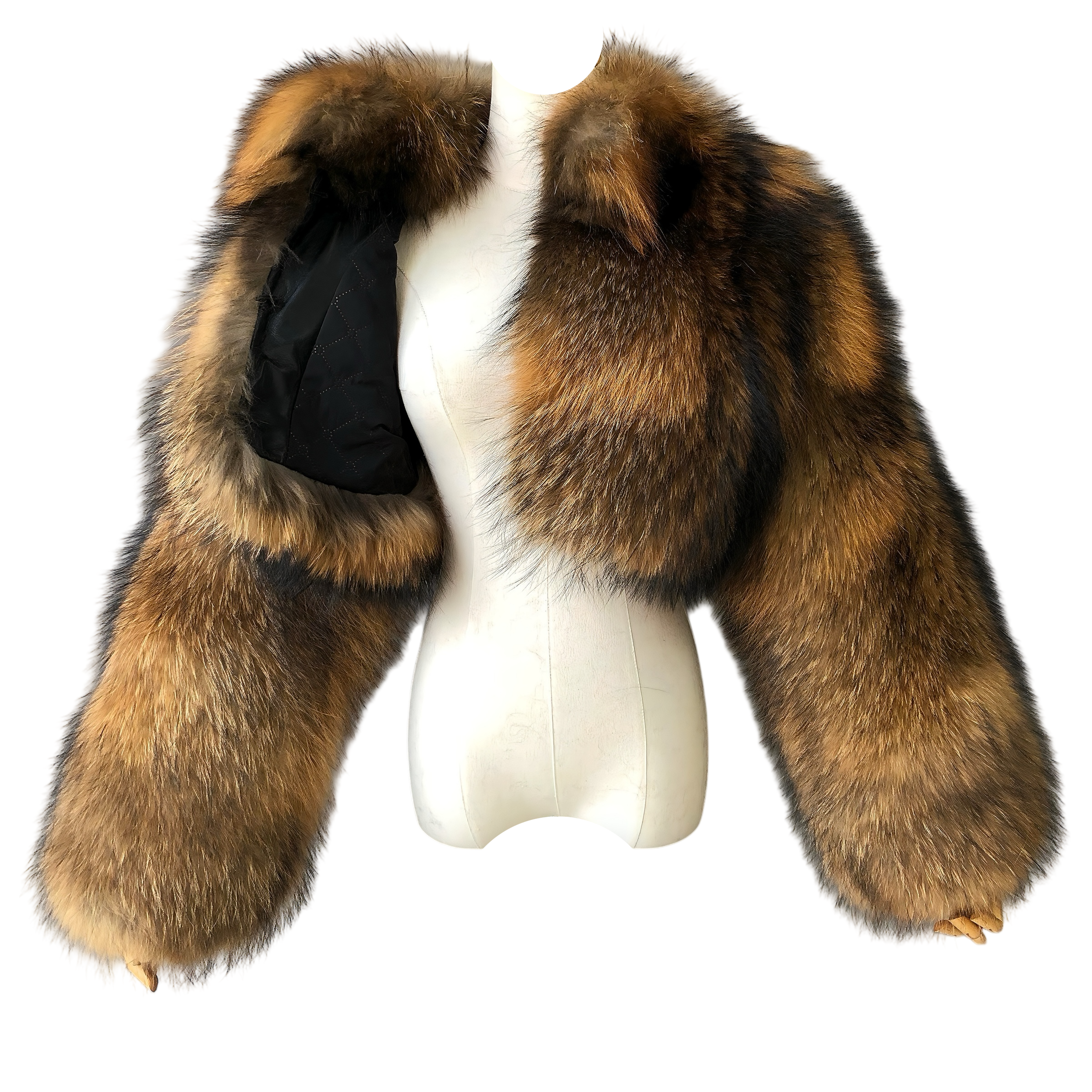 BRIELLE CROPPED-COLLAR RACCOON FUR COAT