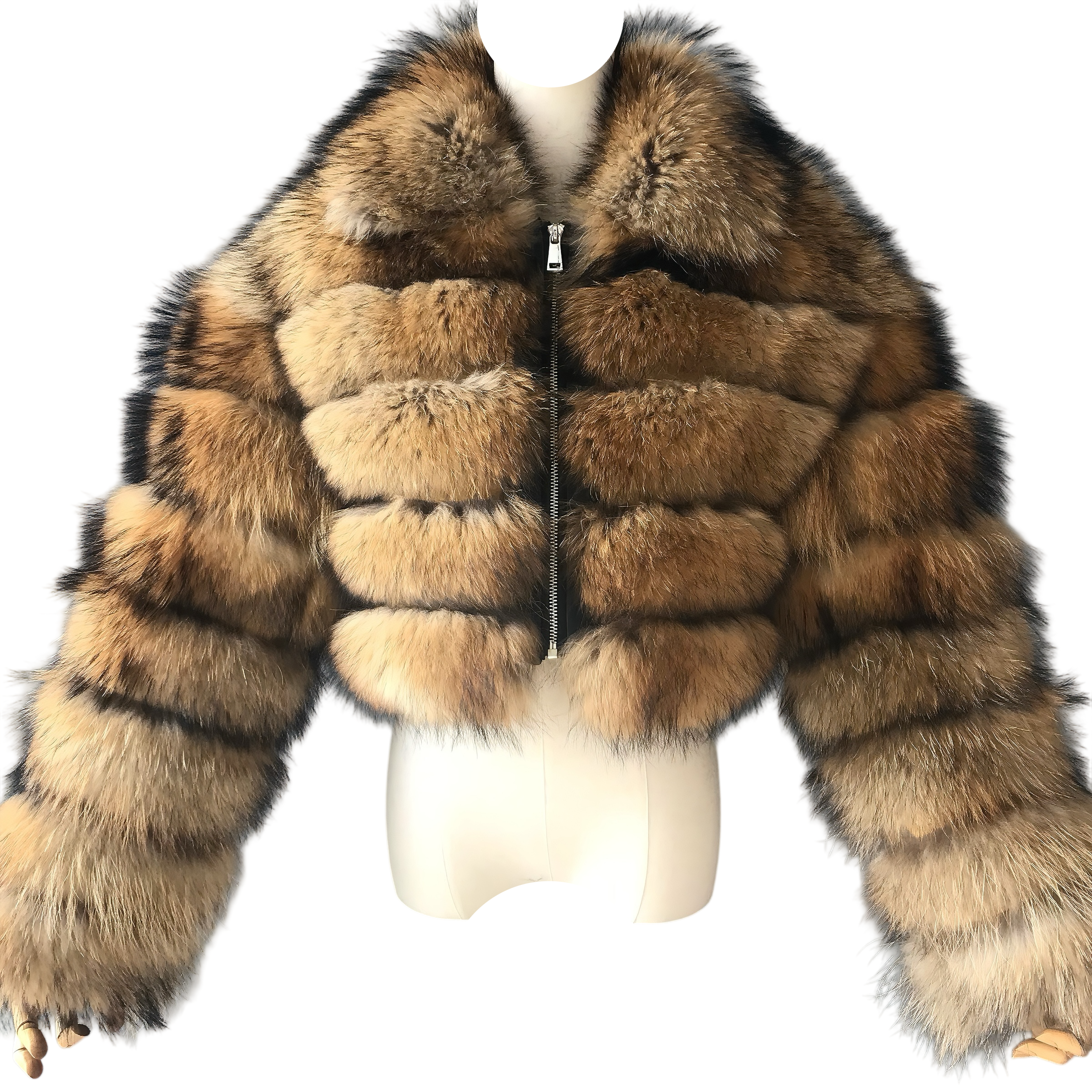 KARRIS CROPPED-ZIP RACCOON FUR COAT
