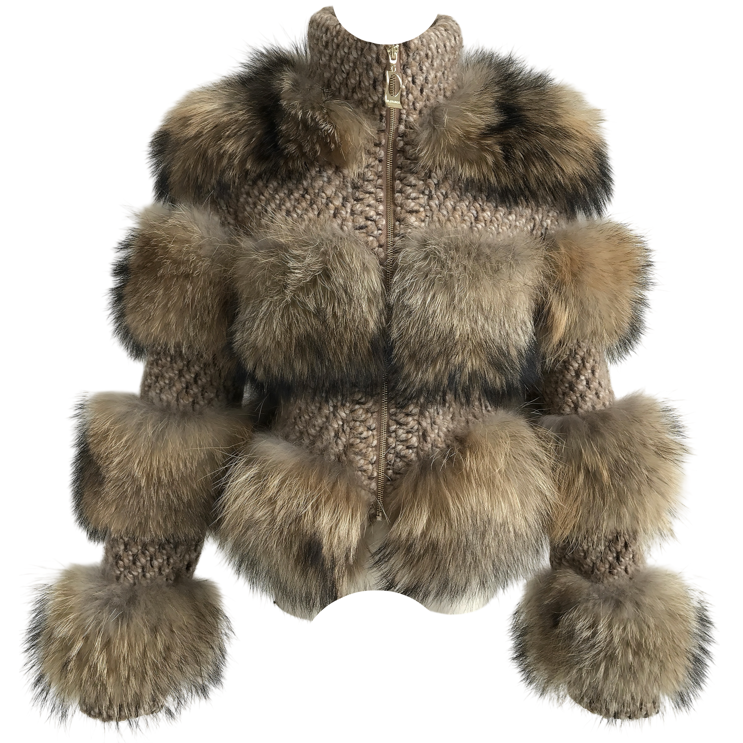 CHUNKY RACCOON KNIT CARDIGAN (WHEAT)