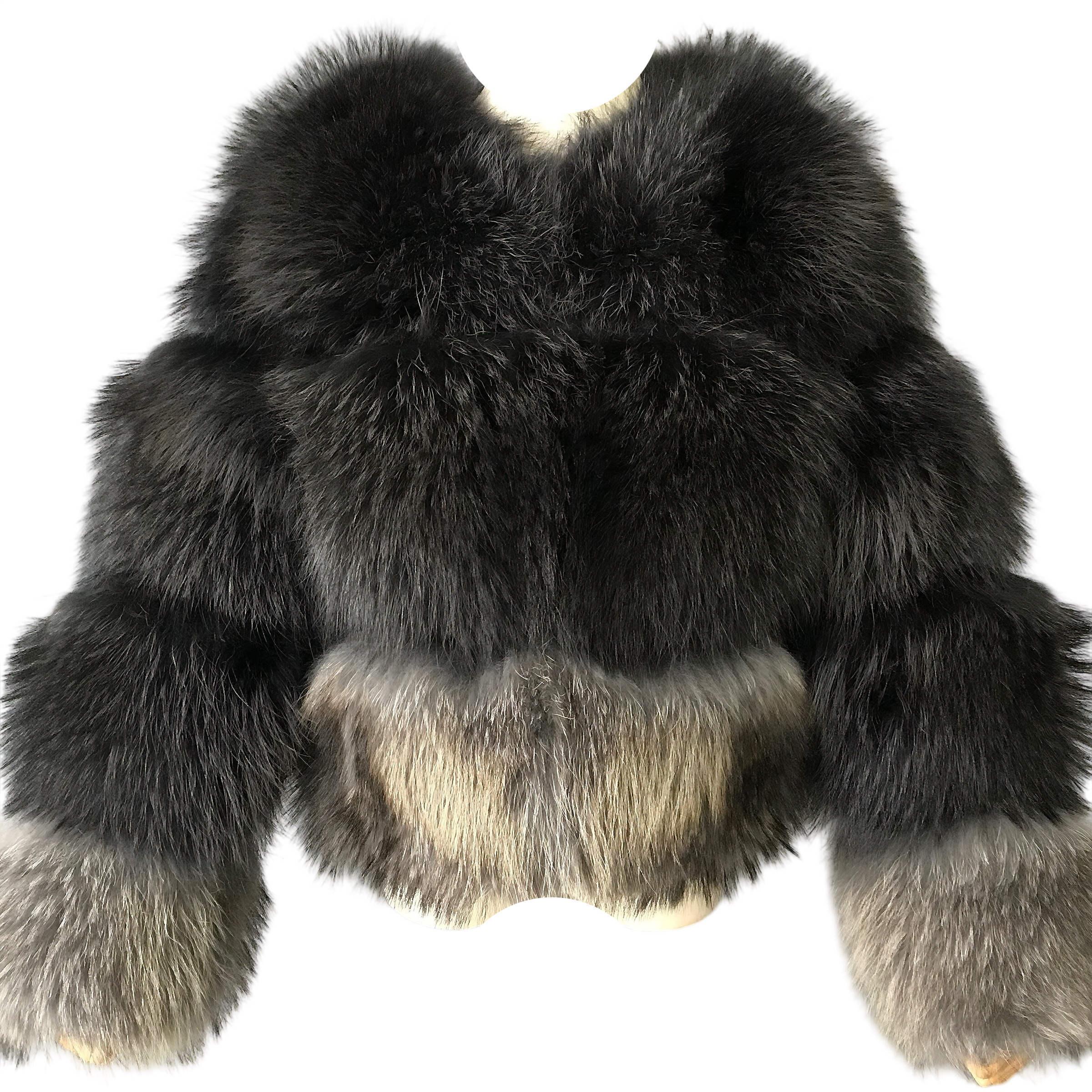 QUEENETTE TWO-TONE RACCOON FUR BOMBER