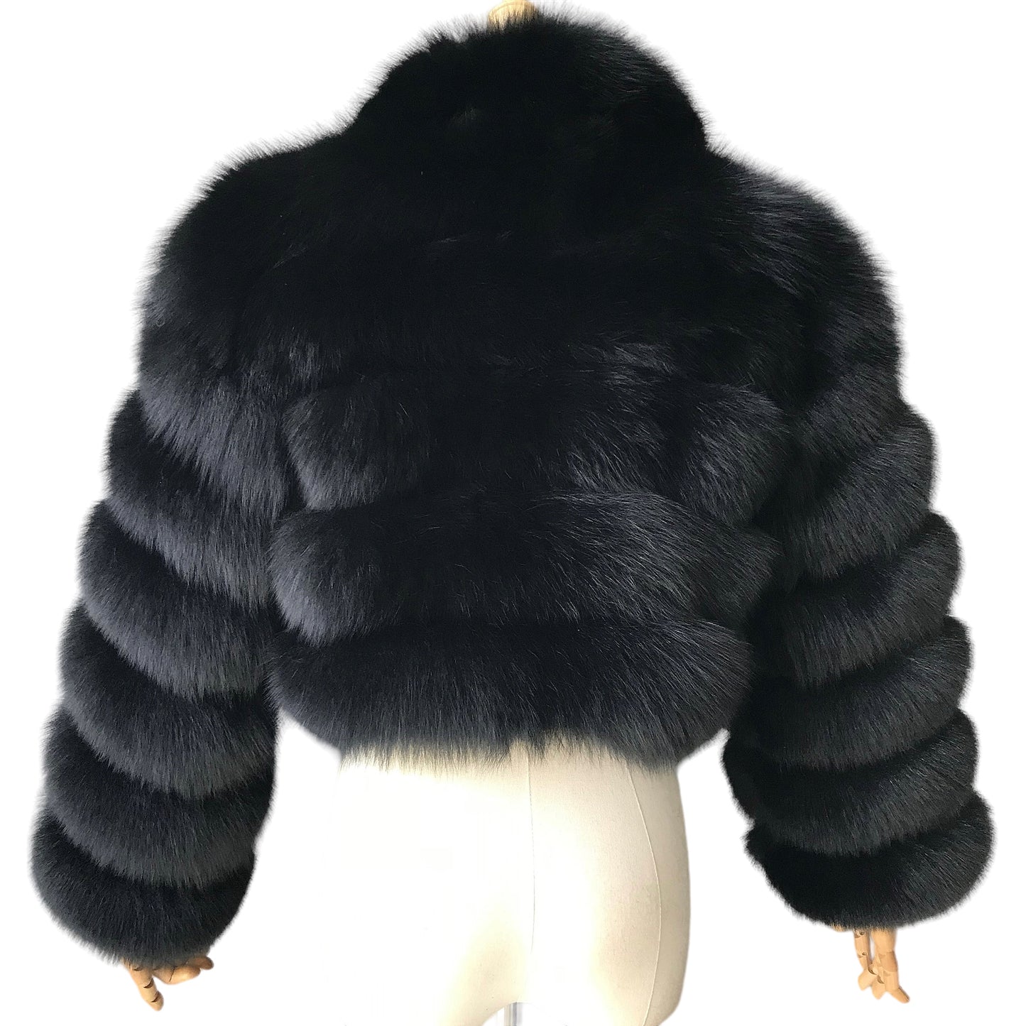 KARRIS CROP-ZIP FOX FUR COAT