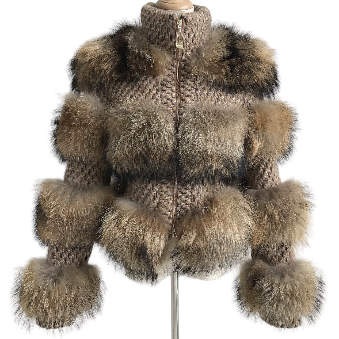 CHUNKY RACCOON KNIT CARDIGAN (WHEAT)