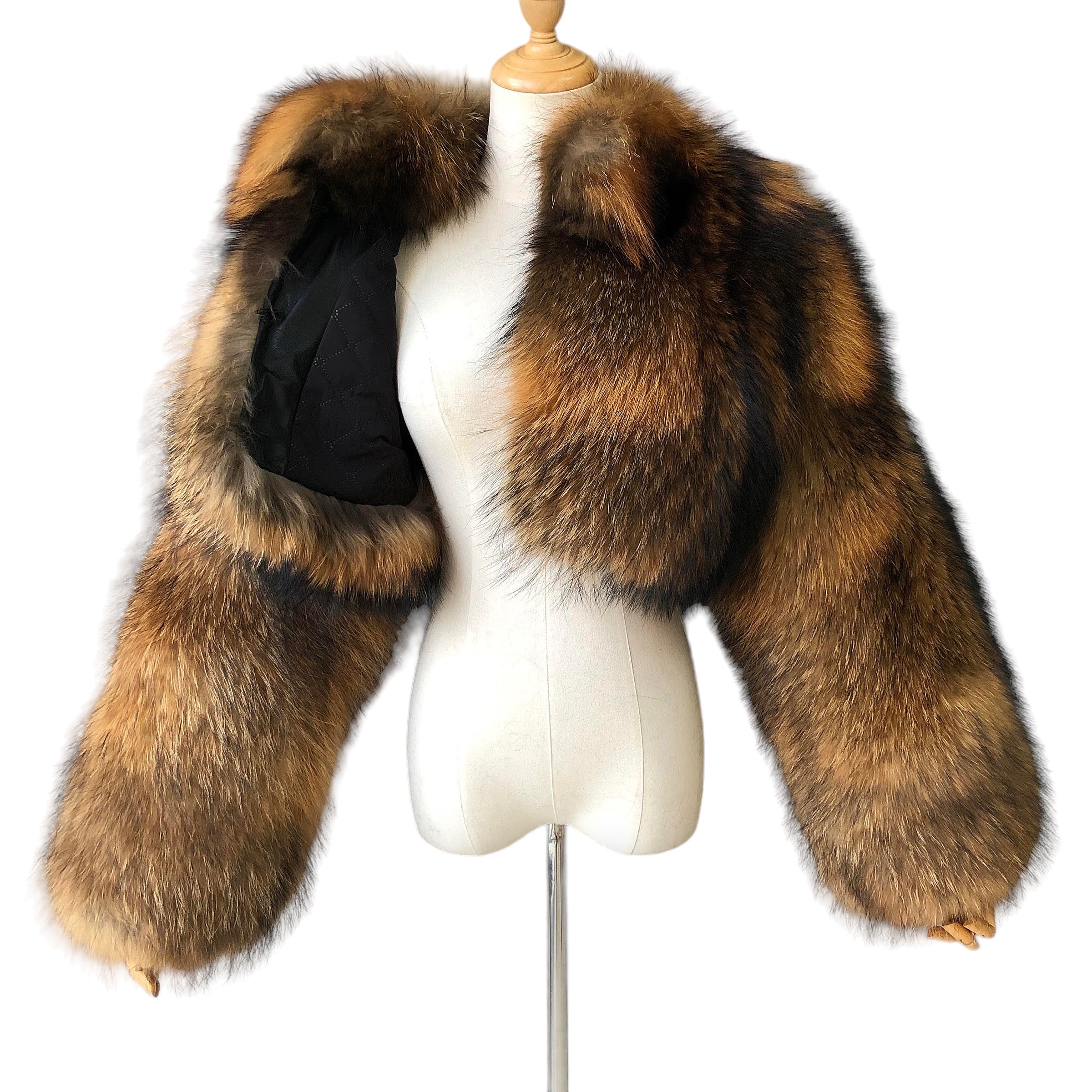 BRIELLE CROP-COLLAR RACCOON FUR COAT