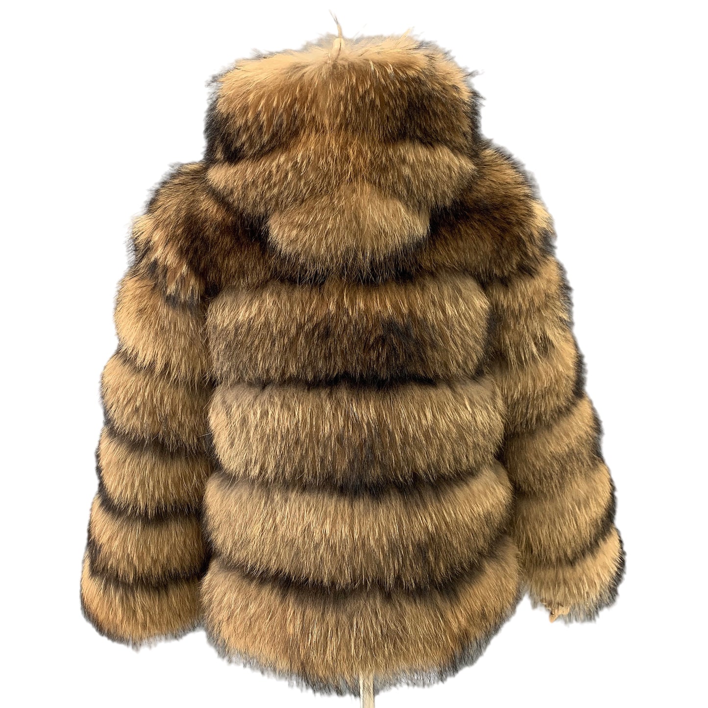 HOODED CHICAGO RACCOON FUR COAT