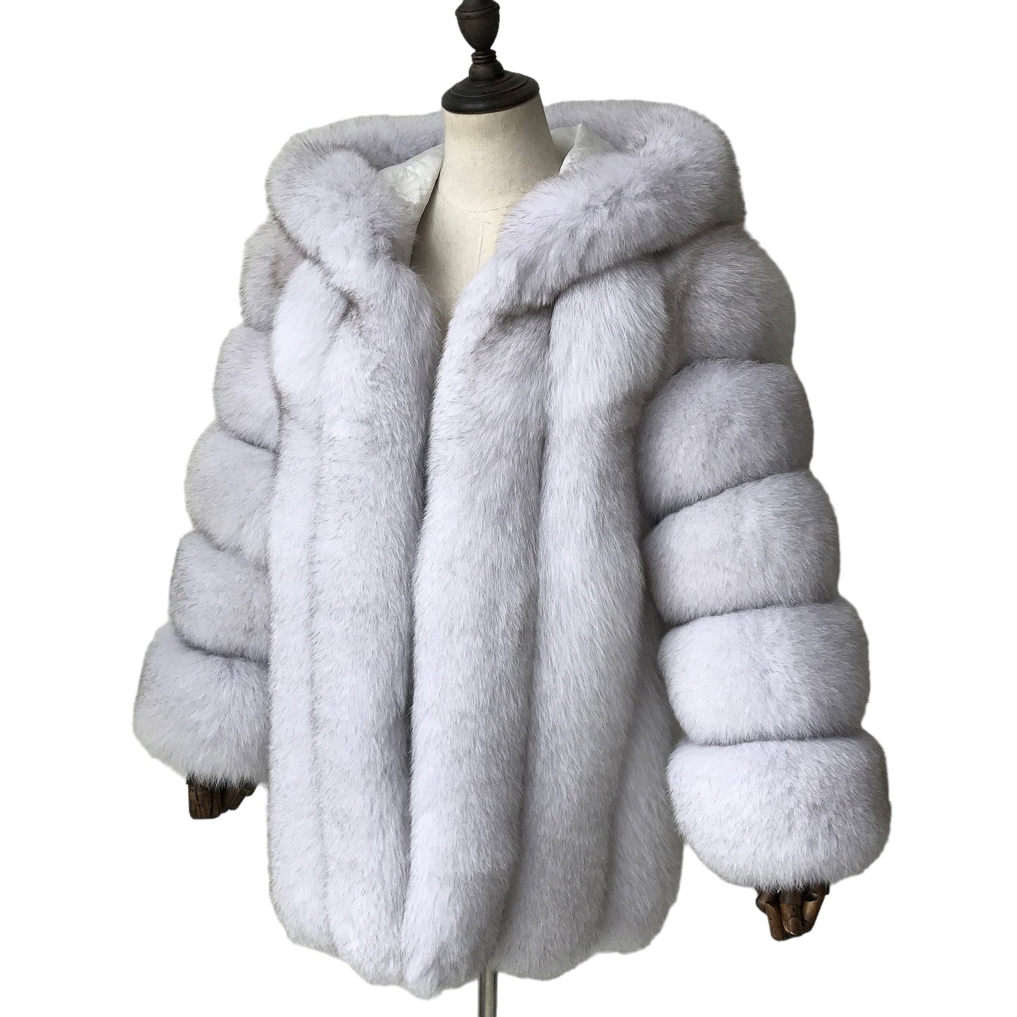 MEN'S HOODED CLASSIC MID-LONG FOX FUR COAT