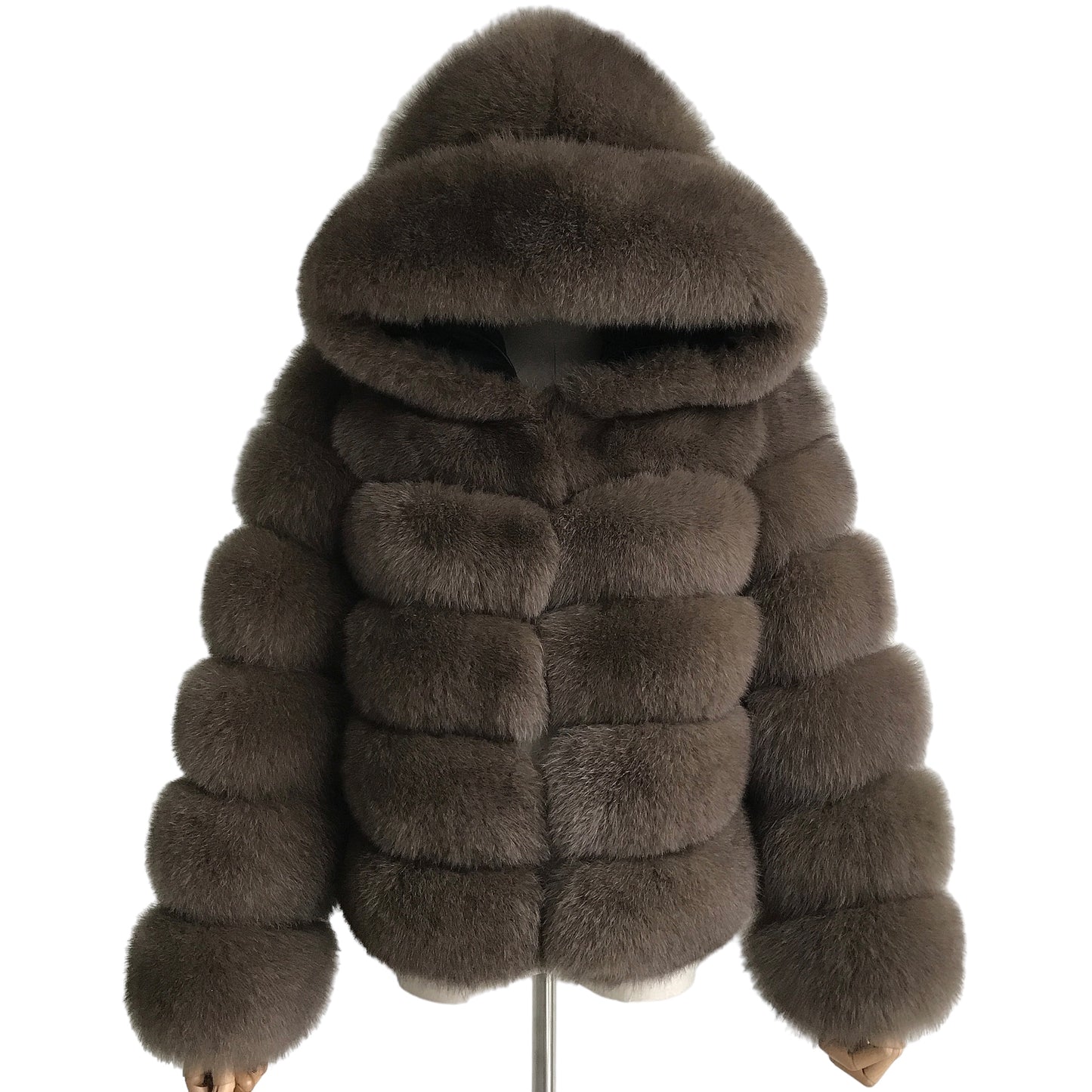 HOODED CHICAGO FOX FUR COAT