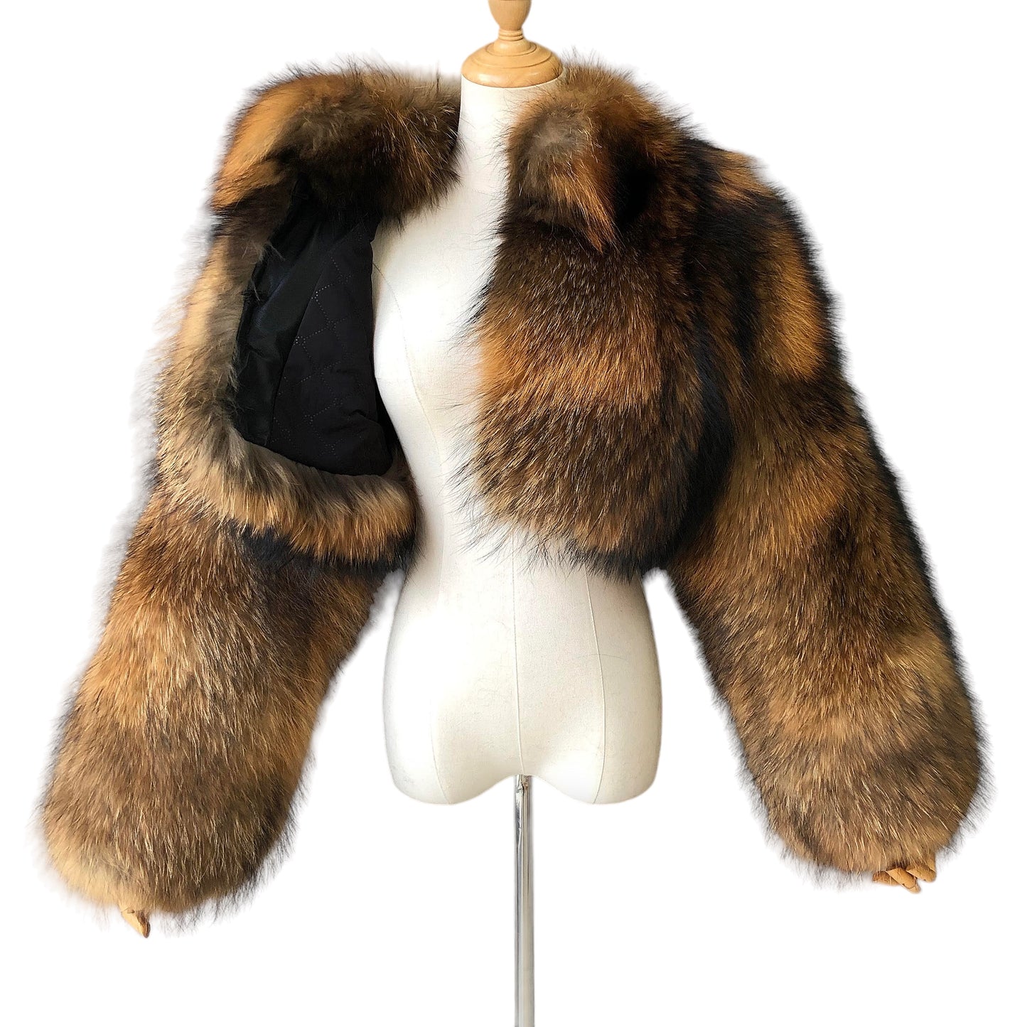 BRIELLE CROP-COLLAR RACCOON FUR COAT