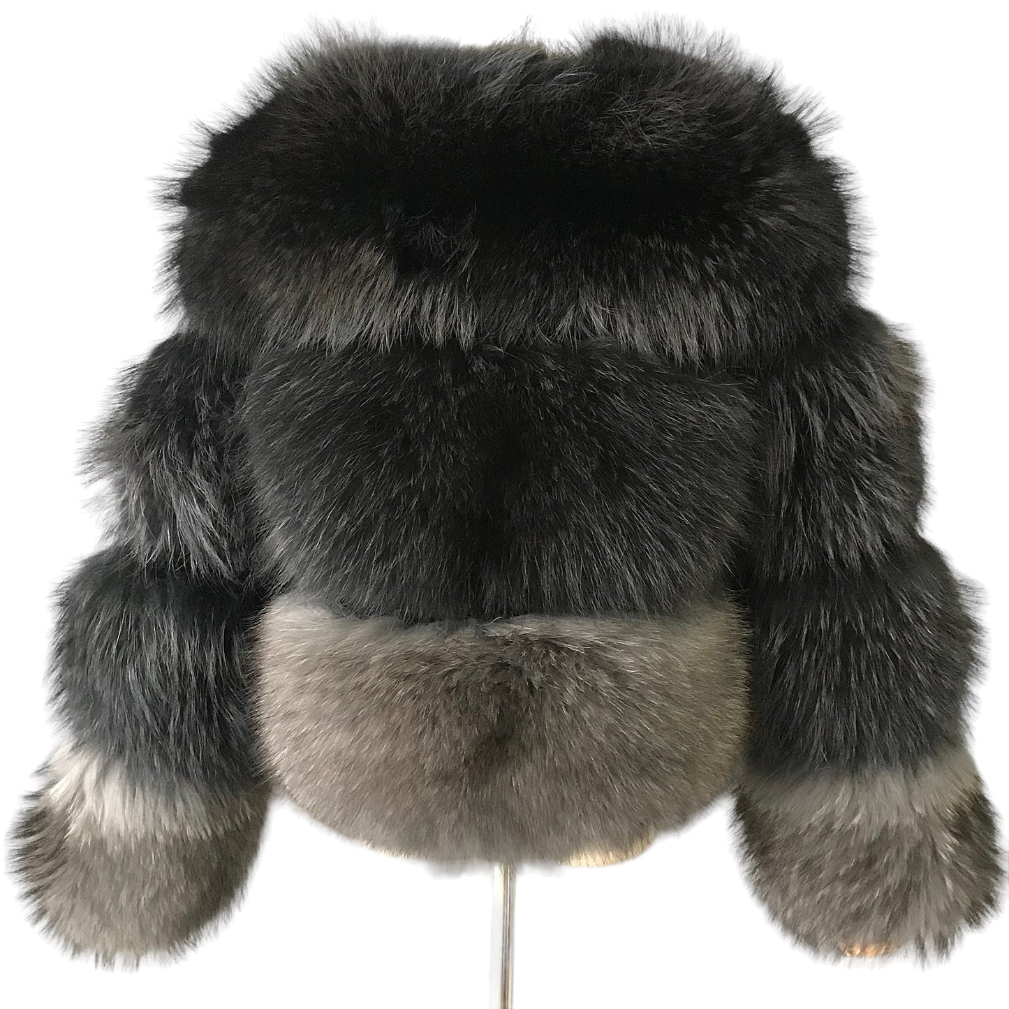 QUEENETTE TWO-TONE RACCOON FUR BOMBER