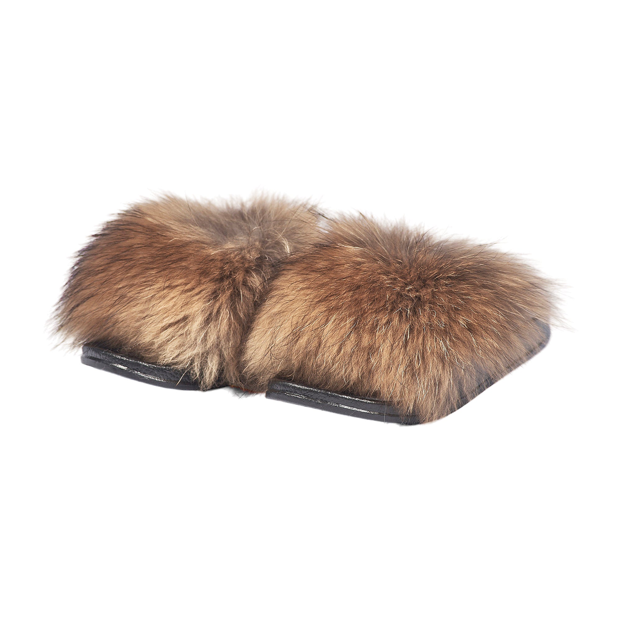 FUR BALL SLIDES (RACCOON COLOUR)