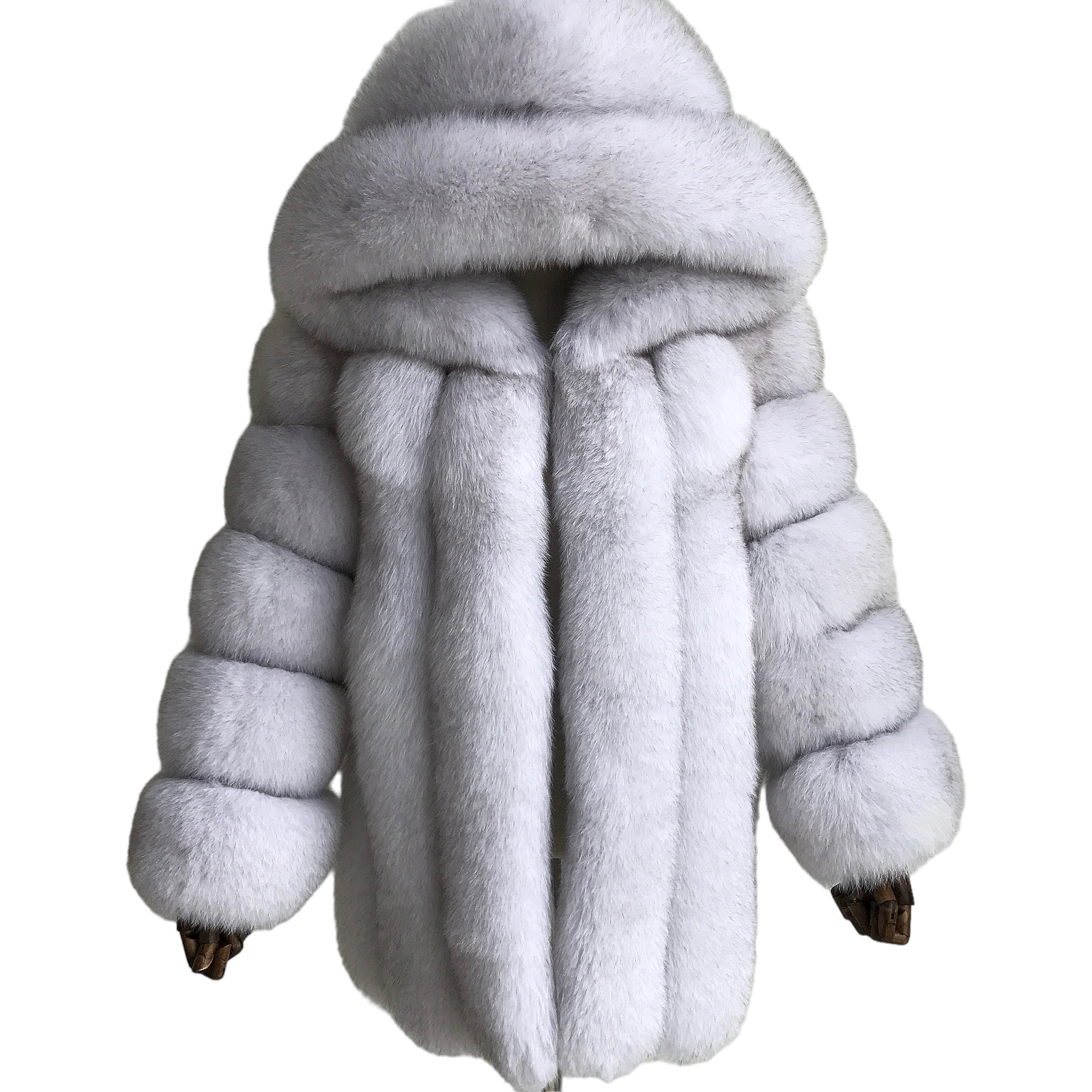 MEN'S HOODED CLASSIC MID-LONG FOX FUR COAT