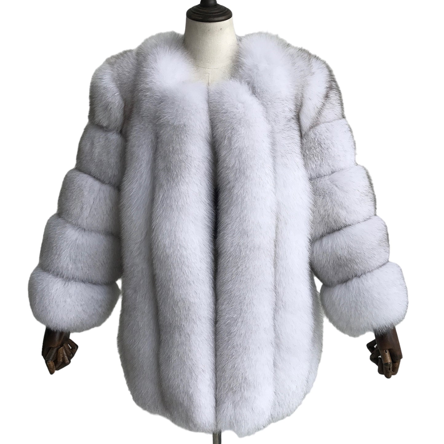 CLASSIC MID-LONG CROPPED FOX FUR COAT