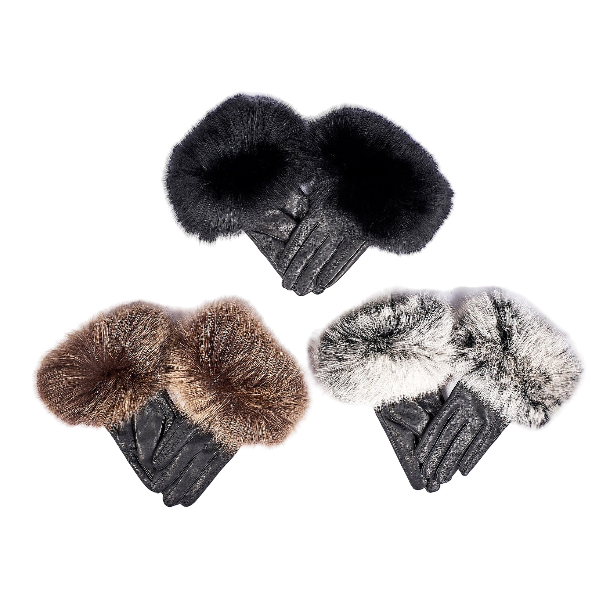 LEATHER FUR GLOVES
