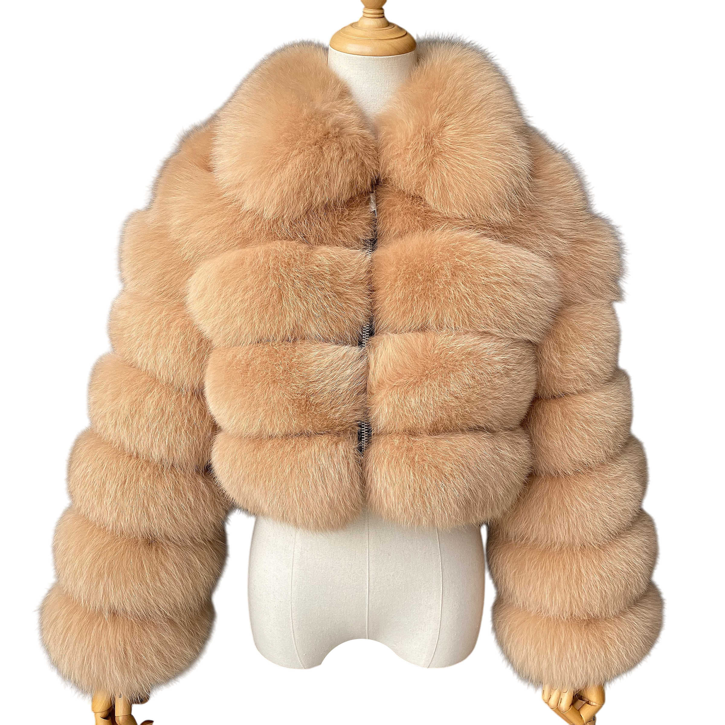 KARRIS CROPPED-ZIP FOX FUR COAT