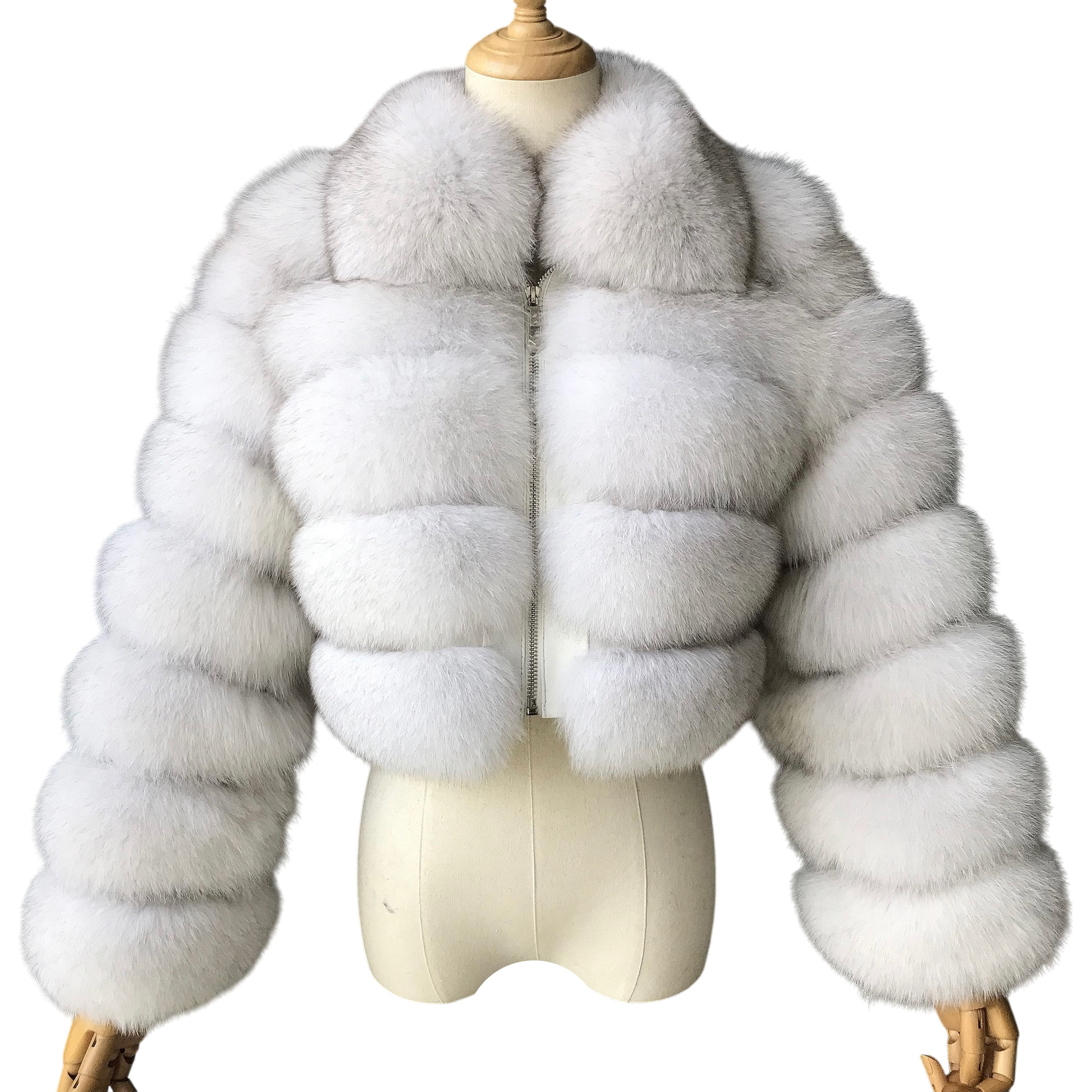 KARRIS CROPPED-ZIP FOX FUR COAT