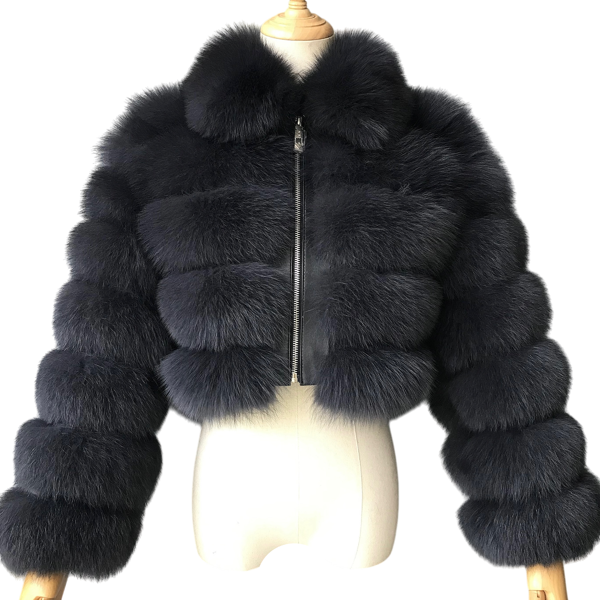 KARRIS CROPPED-ZIP FOX FUR COAT