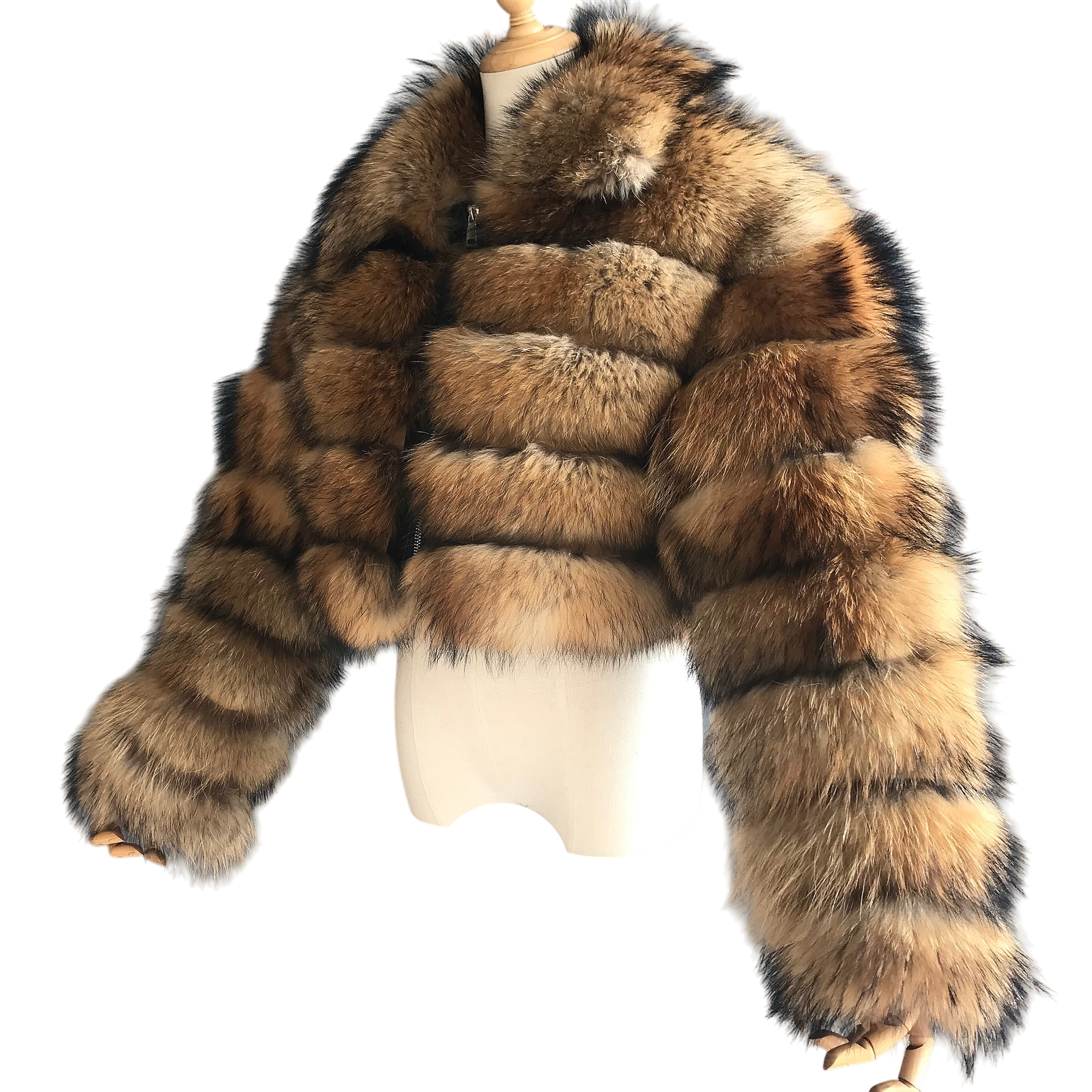KARRIS CROPPED-ZIP RACCOON FUR COAT