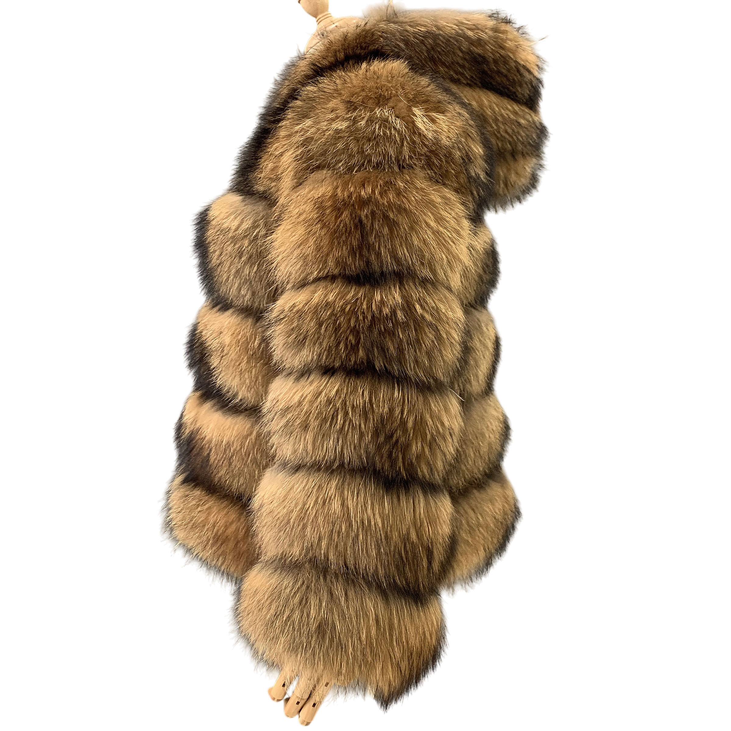 HOODED CHICAGO RACCOON FUR COAT