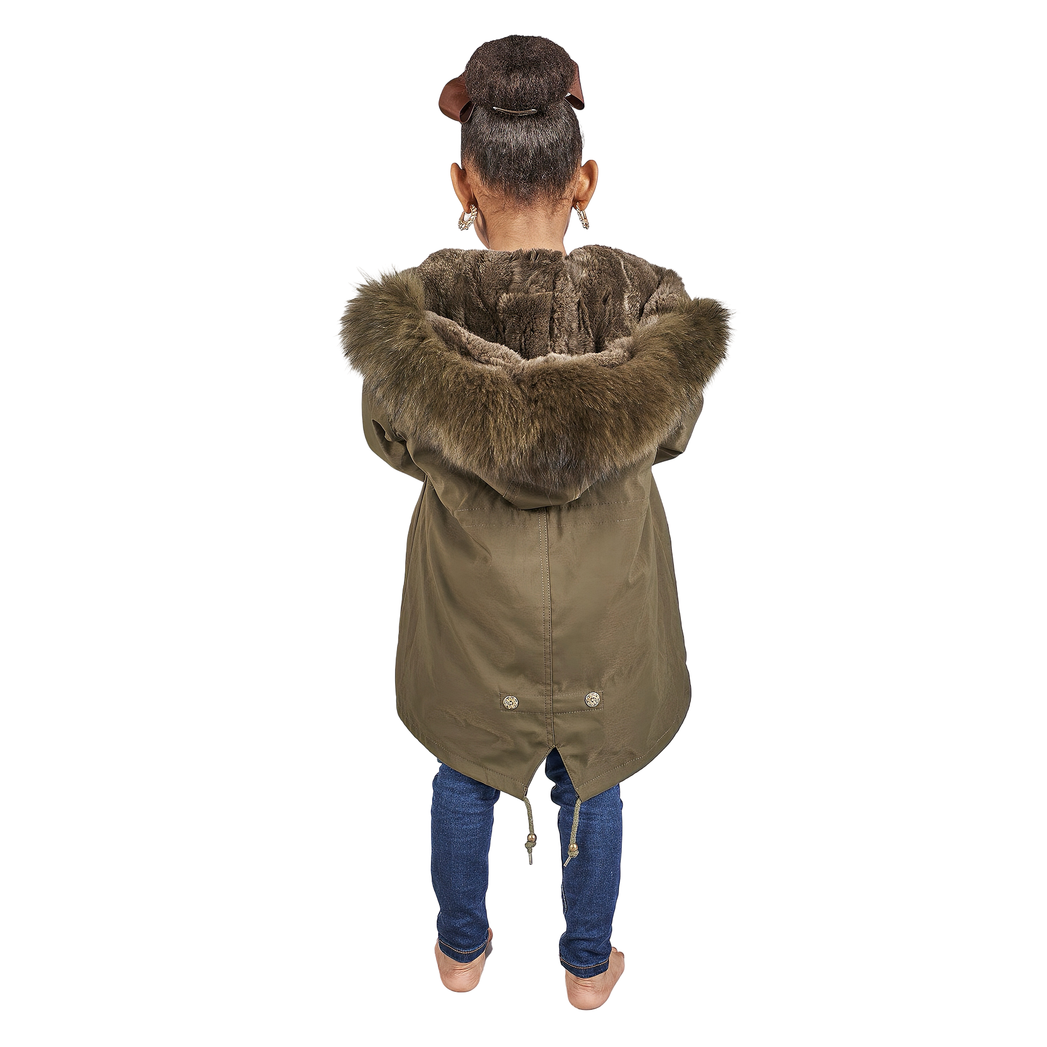KHAKI MINI ANGEL FOX FUR PARKA