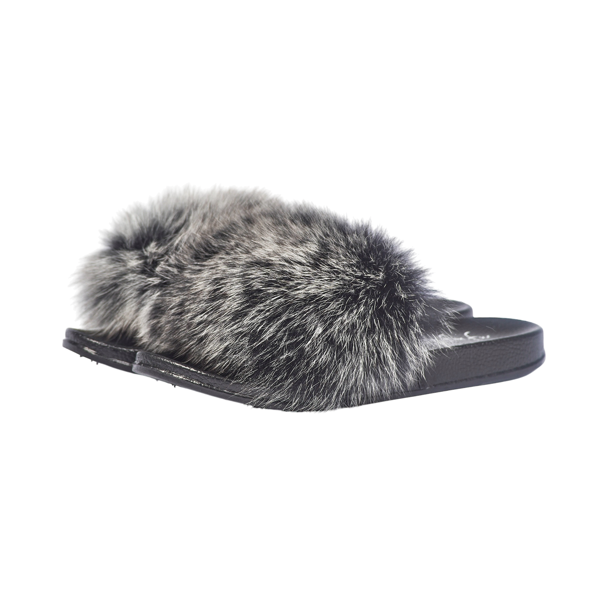MINI FOX GREY FUR BALL SLIDES