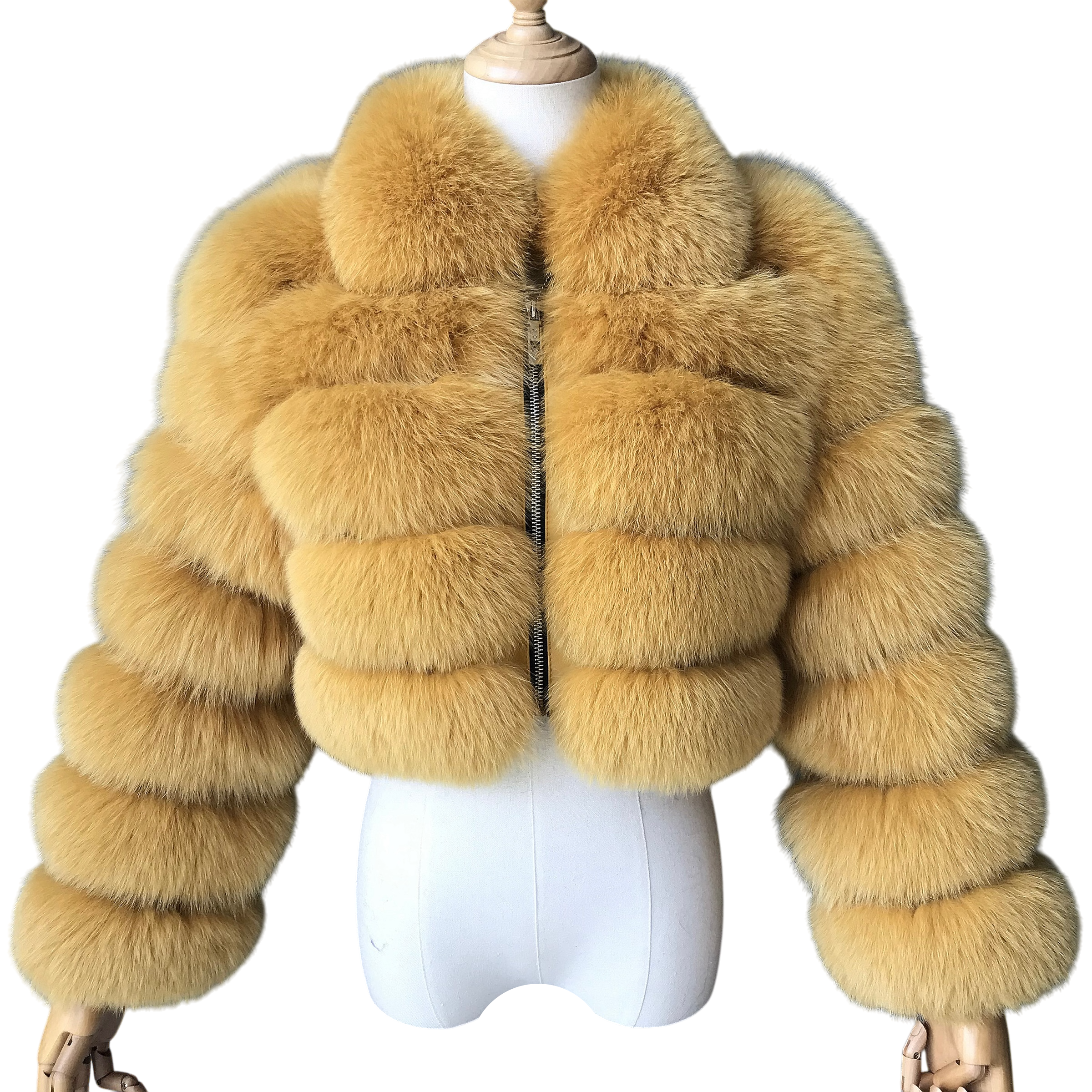 KARRIS CROPPED-ZIP FOX FUR COAT