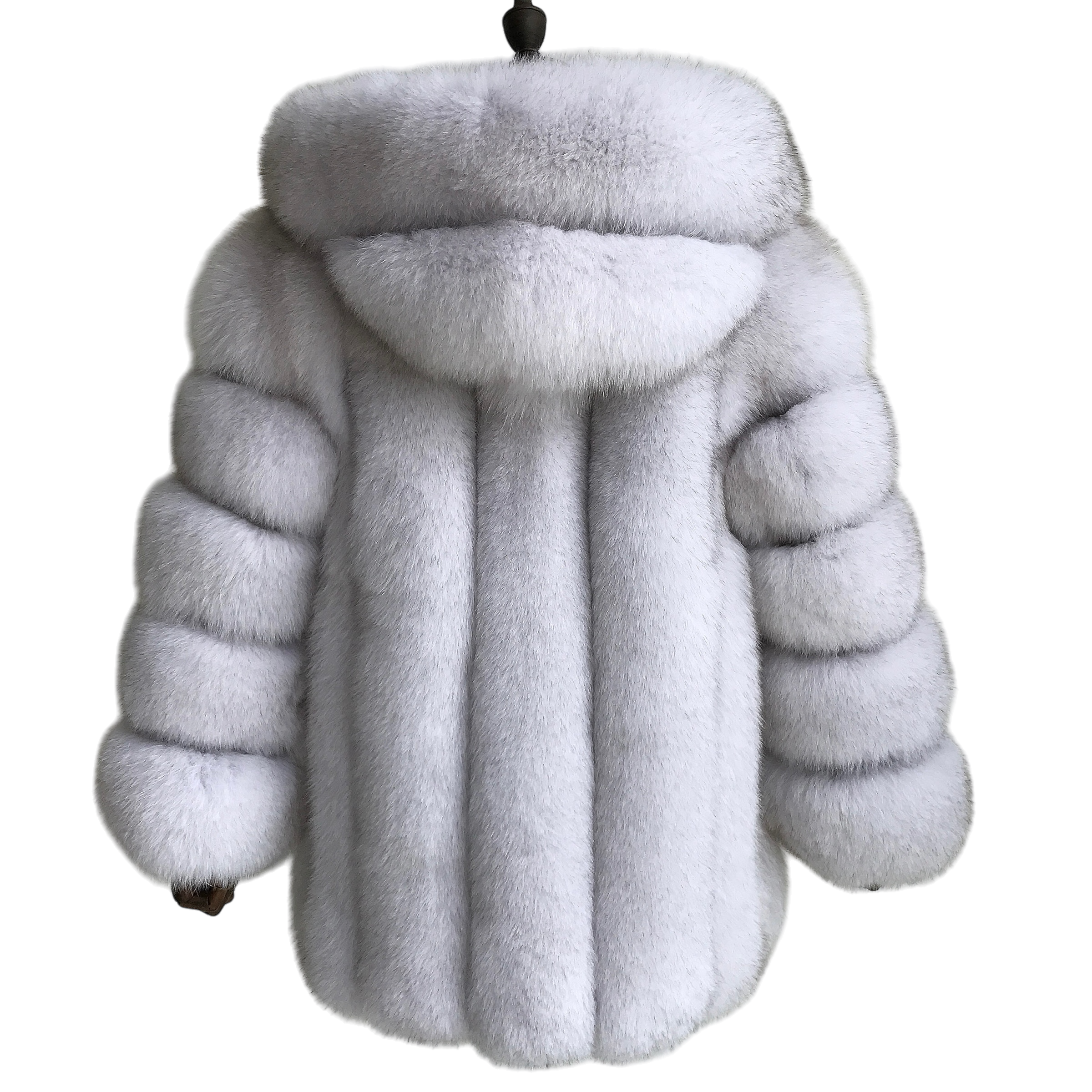 HOODED CLASSIC MID-LONG FUR COAT