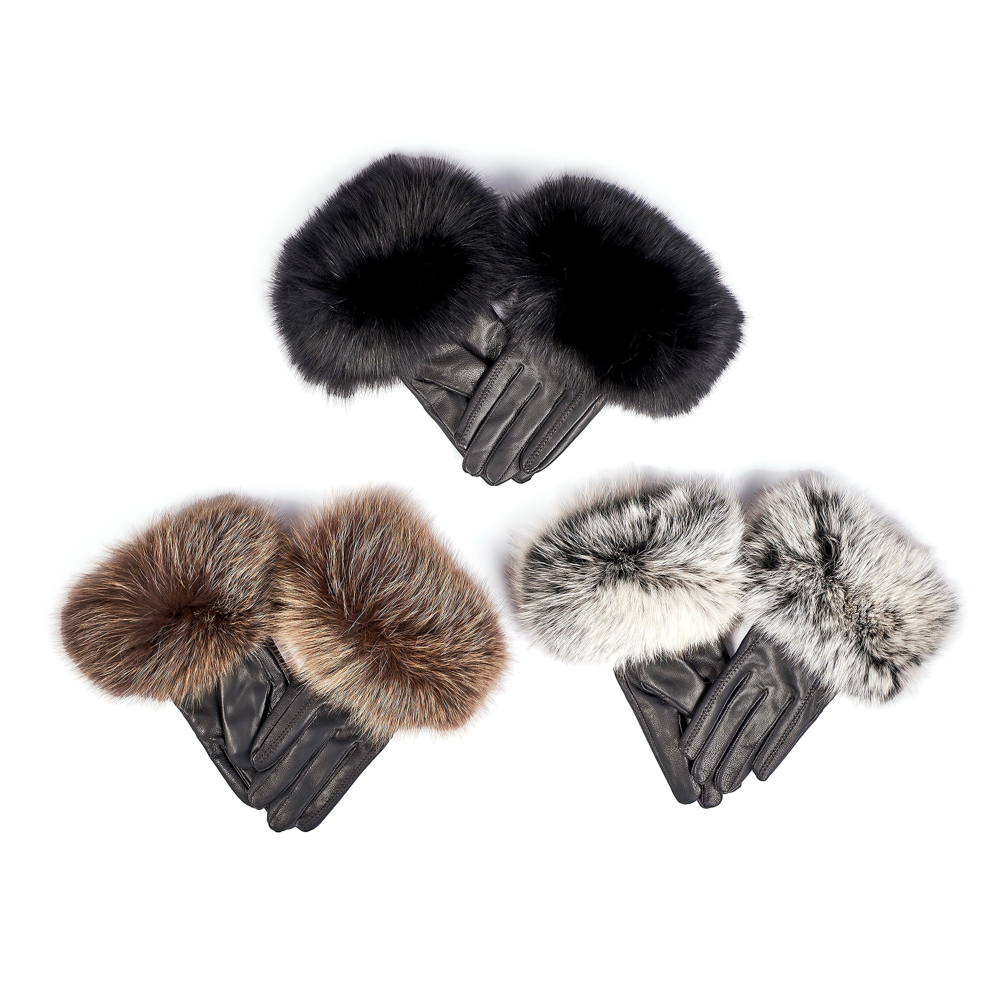 LEATHER FUR GLOVES