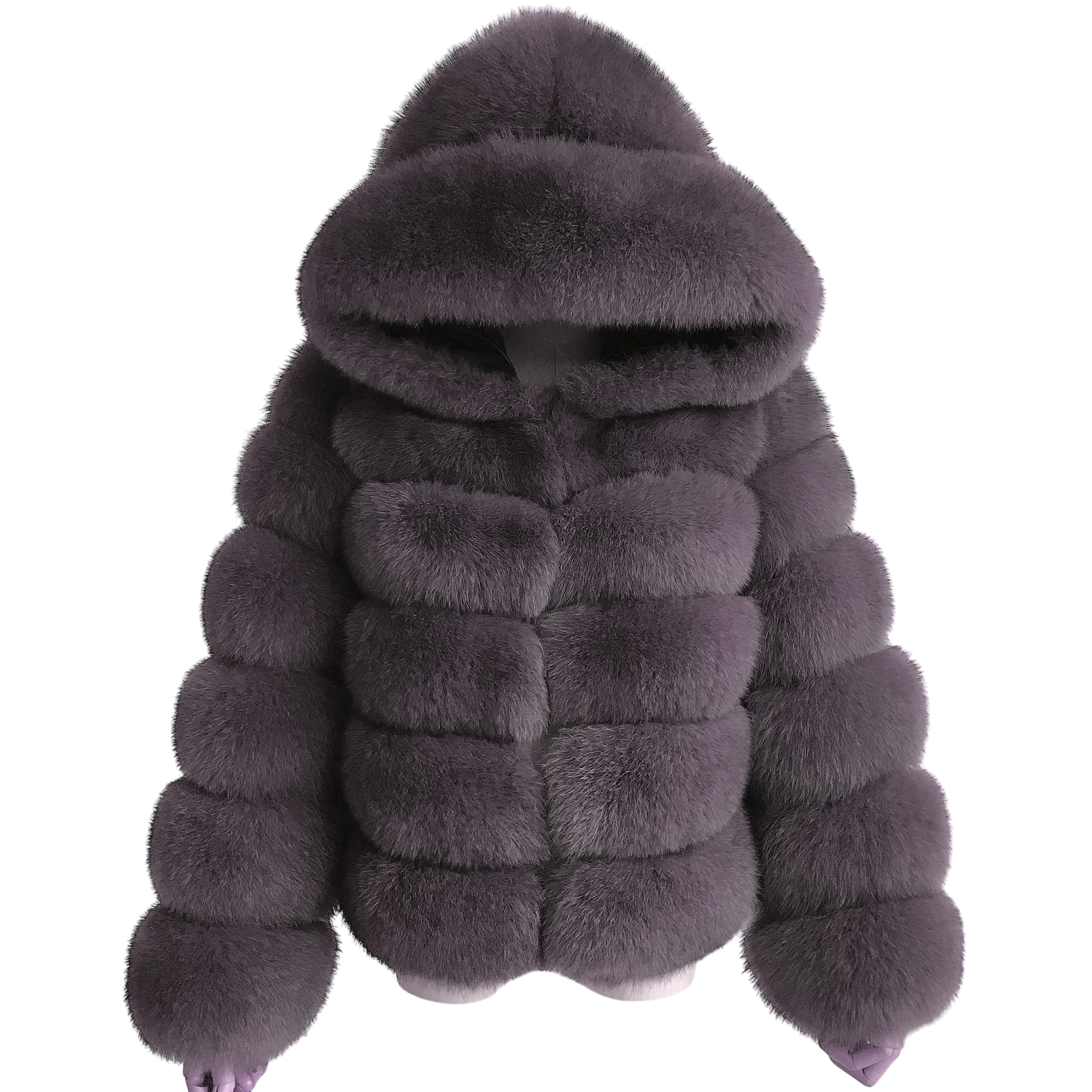 ASH HOODED CHICAGO FOX FUR COAT