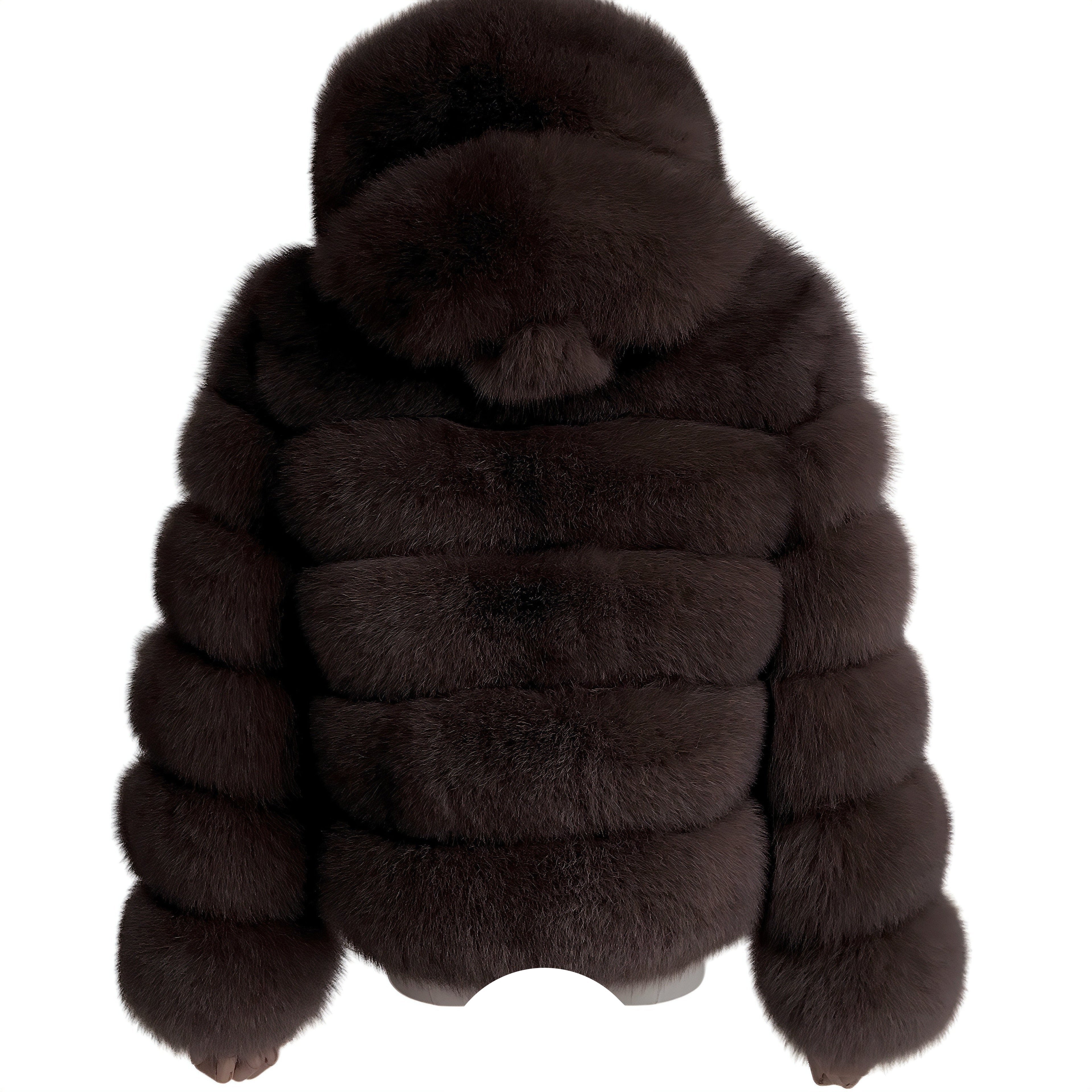 HOODED CHICAGO FOX FUR COAT