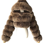 HOODED RIQUELLE CROPPED FOX FUR COAT