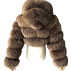 HOODED RIQUELLE CROPPED FOX FUR COAT