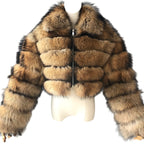 KARRIS CROPPED-ZIP RACCOON FUR COAT