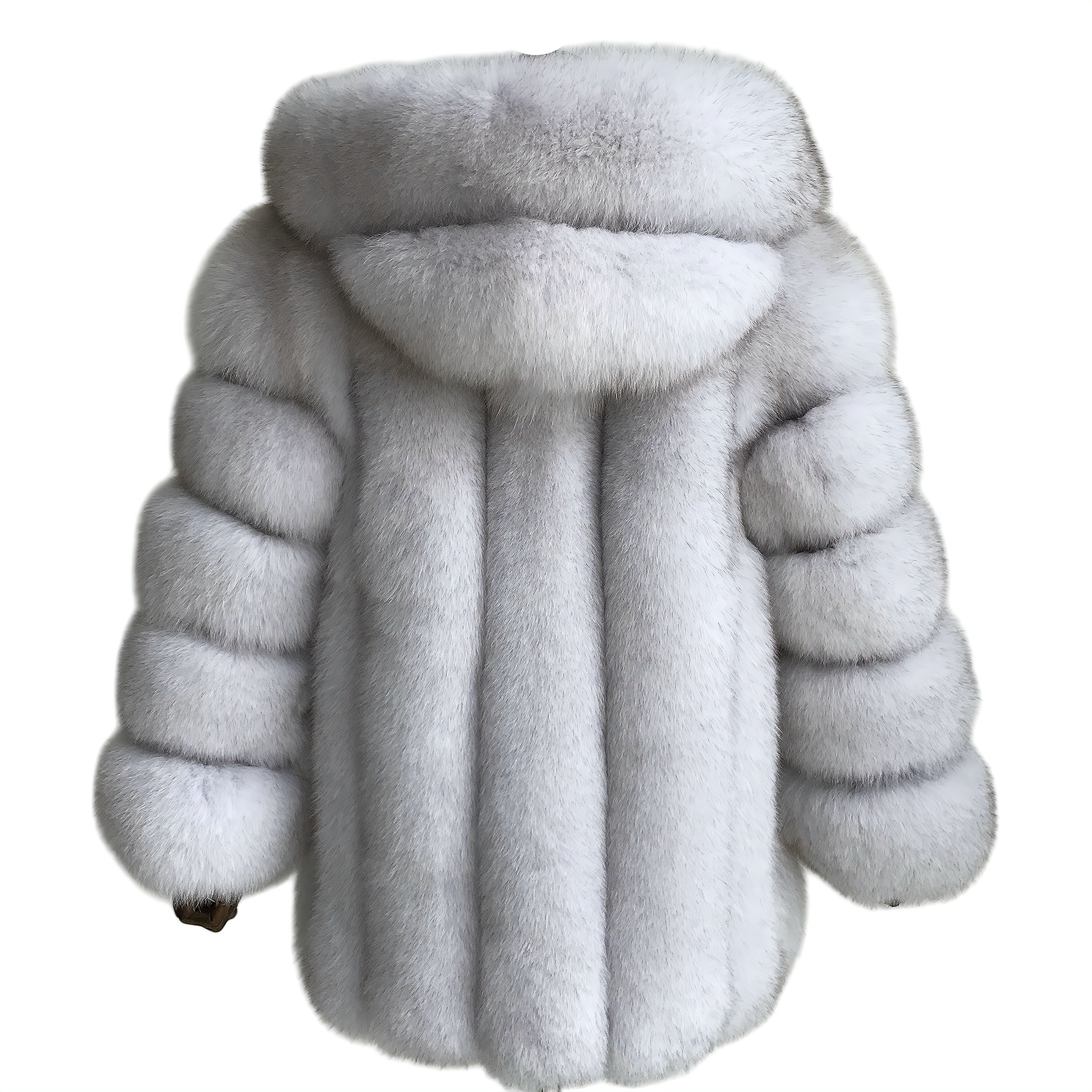 HOODED CLASSIC MID-LONG FUR COAT