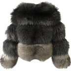 QUEENETTE TWO-TONE RACCOON FUR BOMBER