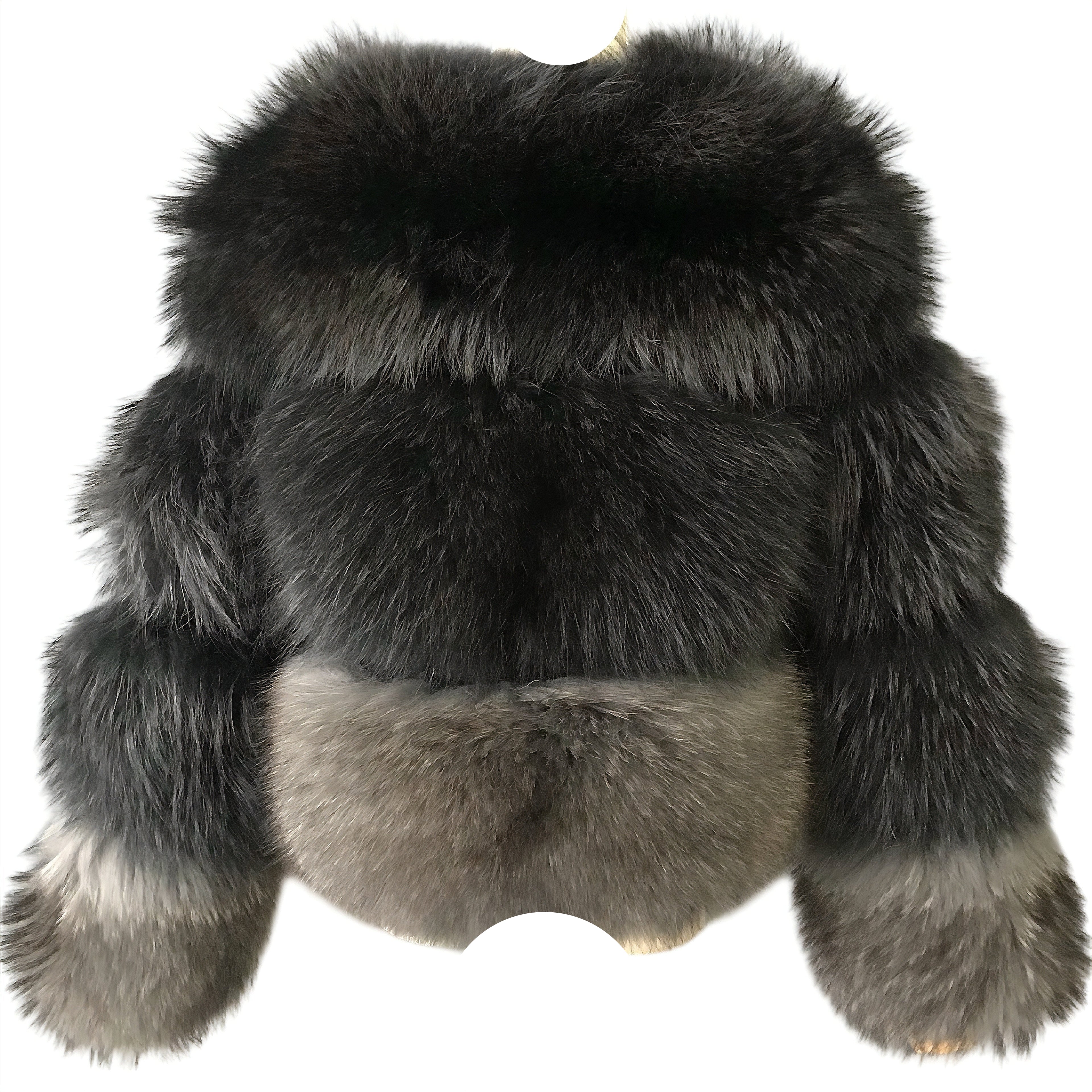 QUEENETTE TWO-TONE RACCOON FUR BOMBER