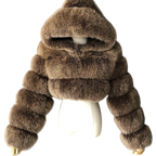 HOODED RIQUELLE CROPPED FOX FUR COAT