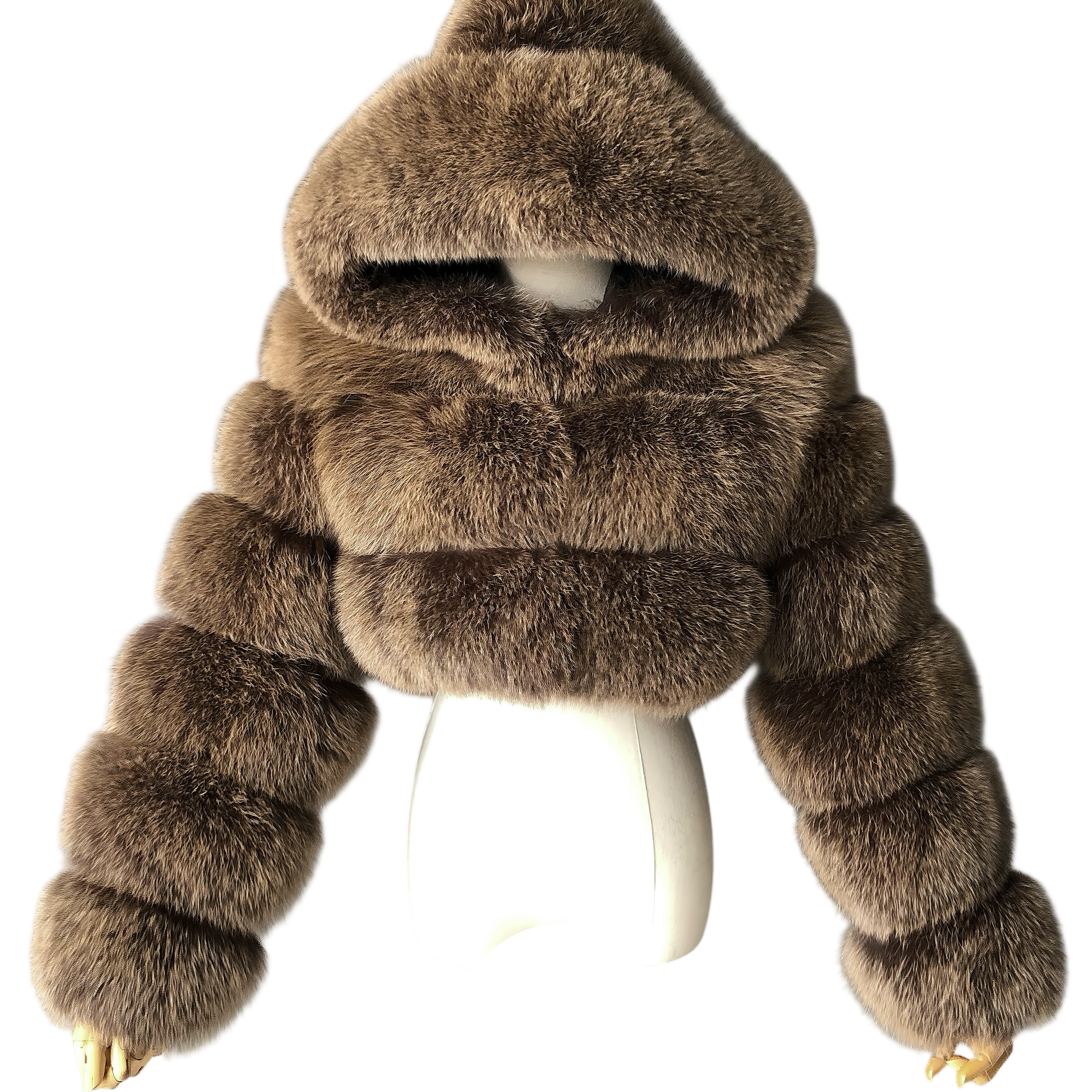 HOODED RIQUELLE CROPPED FOX FUR COAT