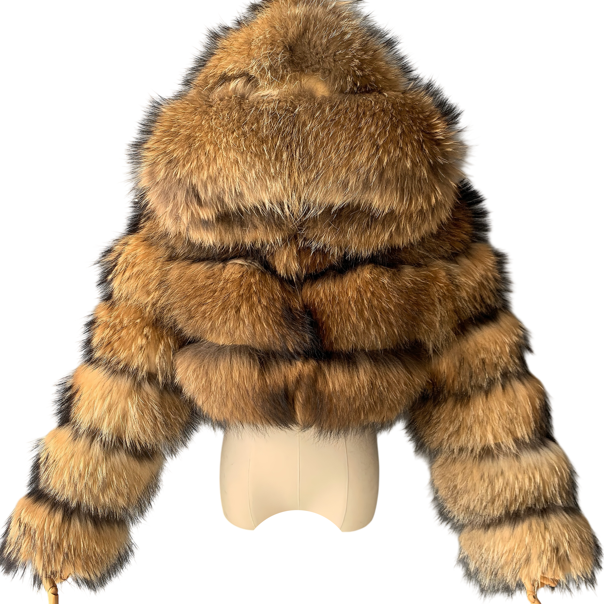 HOODED RIQUELLE CROPPED RACCOON FUR COAT