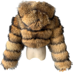 HOODED RIQUELLE CROPPED RACCOON FUR COAT