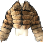 KARRIS CROPPED-ZIP RACCOON FUR COAT