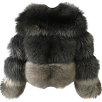 QUEENETTE TWO-TONE RACCOON FUR BOMBER