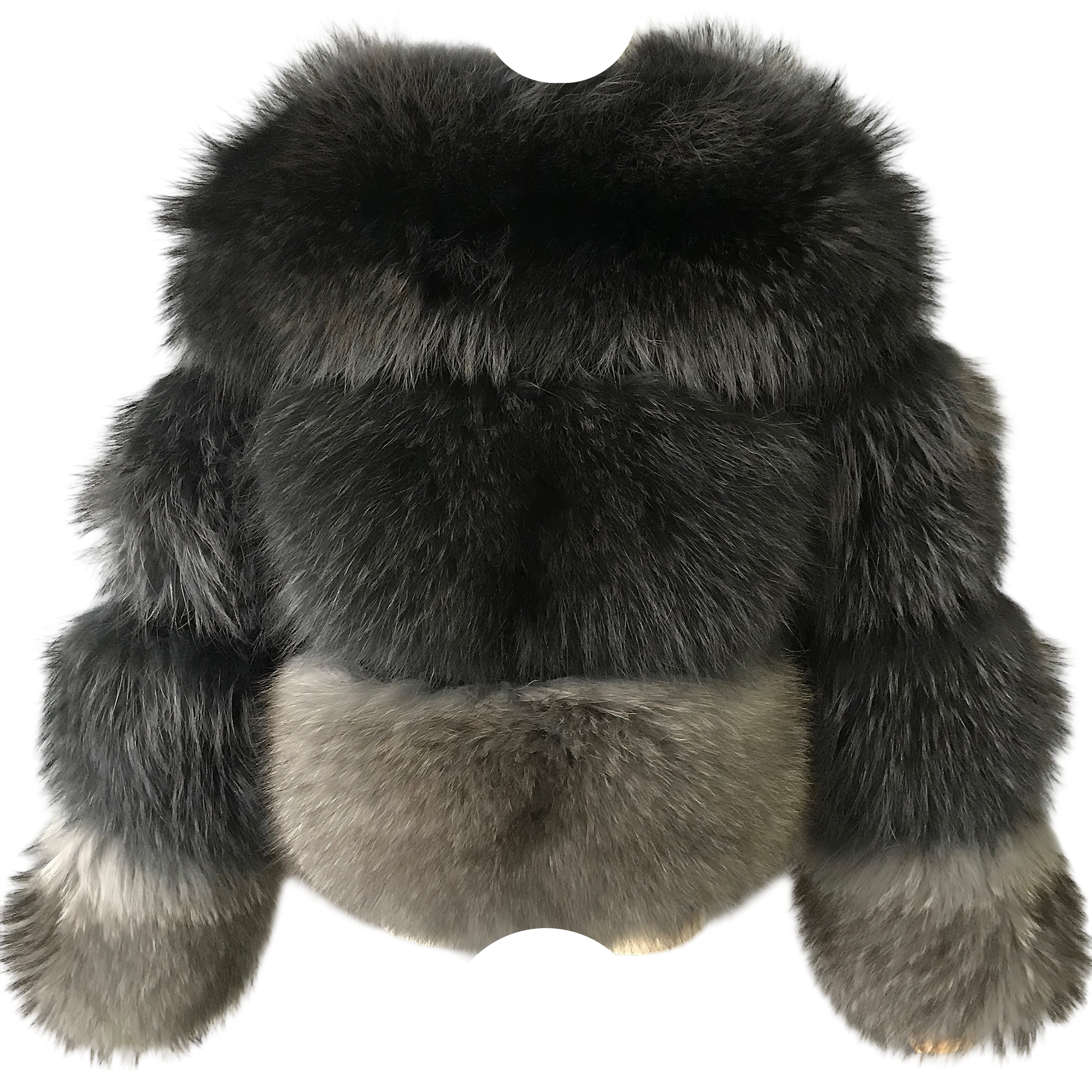QUEENETTE TWO-TONE RACCOON FUR BOMBER